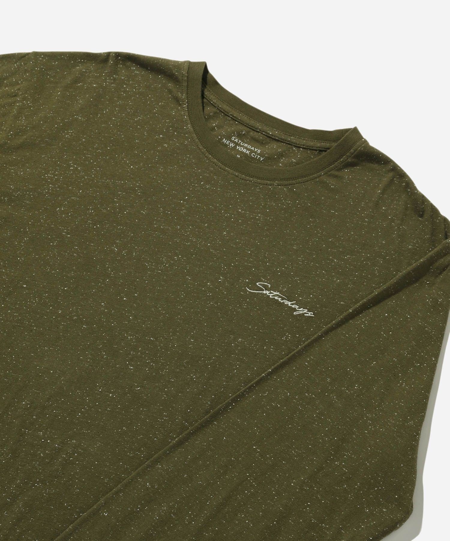 SPECKLED CHAIN SCRIPT EMB LS TEE