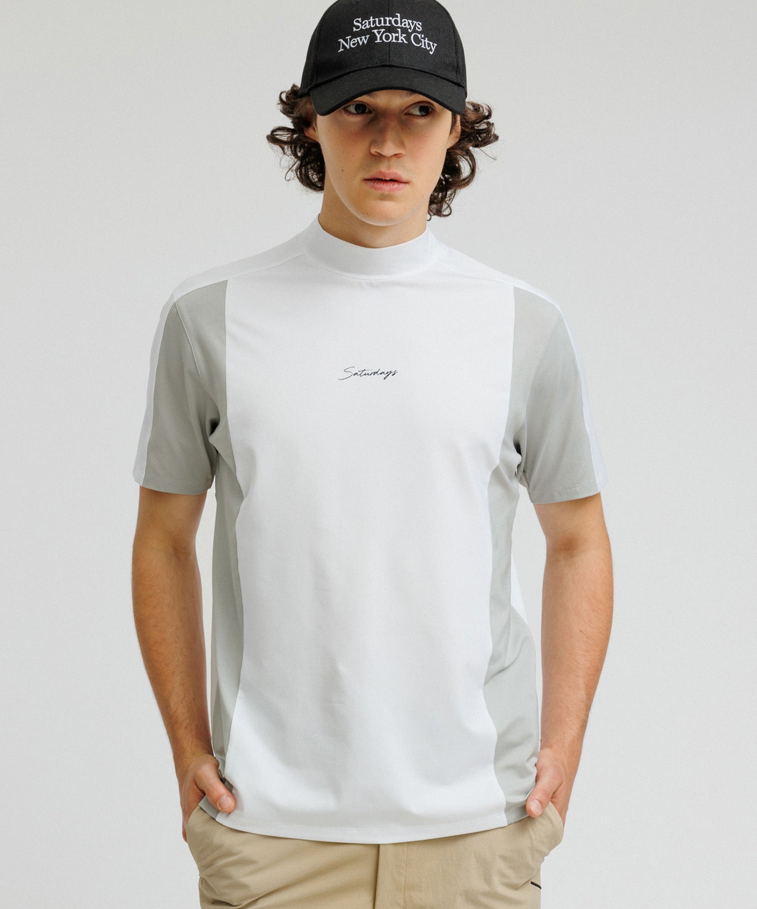 Pattern Cut Mock Shirt S/S