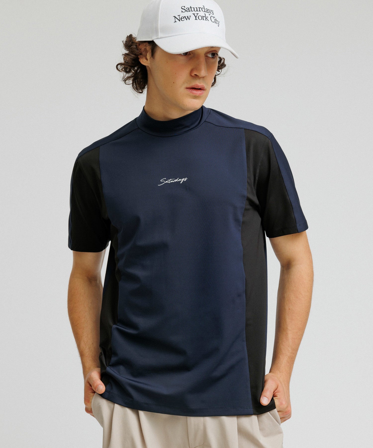 Pattern Cut Mock Shirt S/S