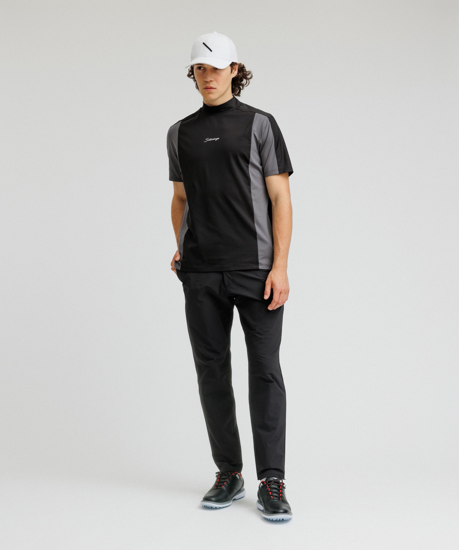 Pattern Cut Mock Shirt S/S