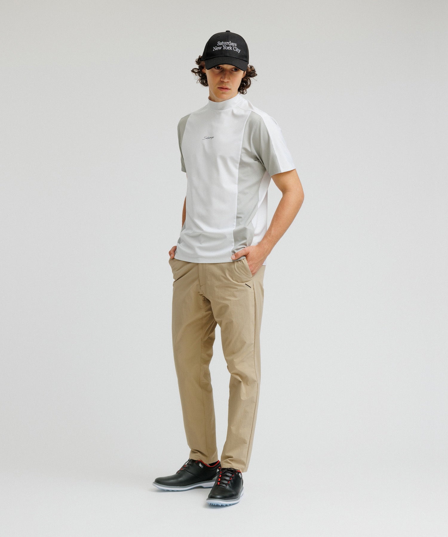 Pattern Cut Mock Shirt S/S