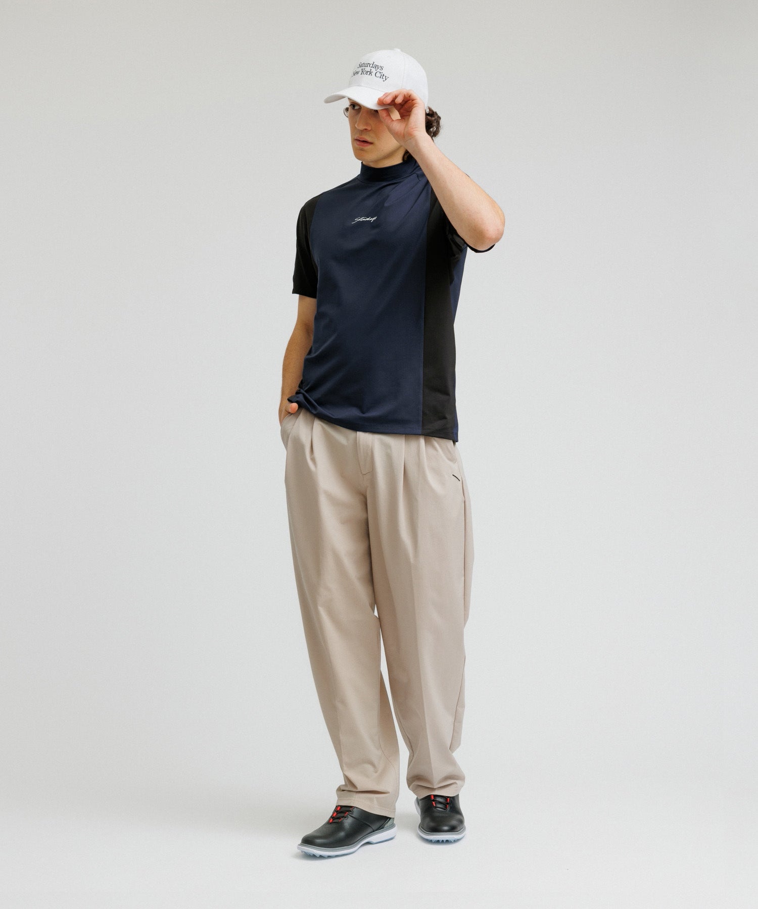 Pattern Cut Mock Shirt S/S
