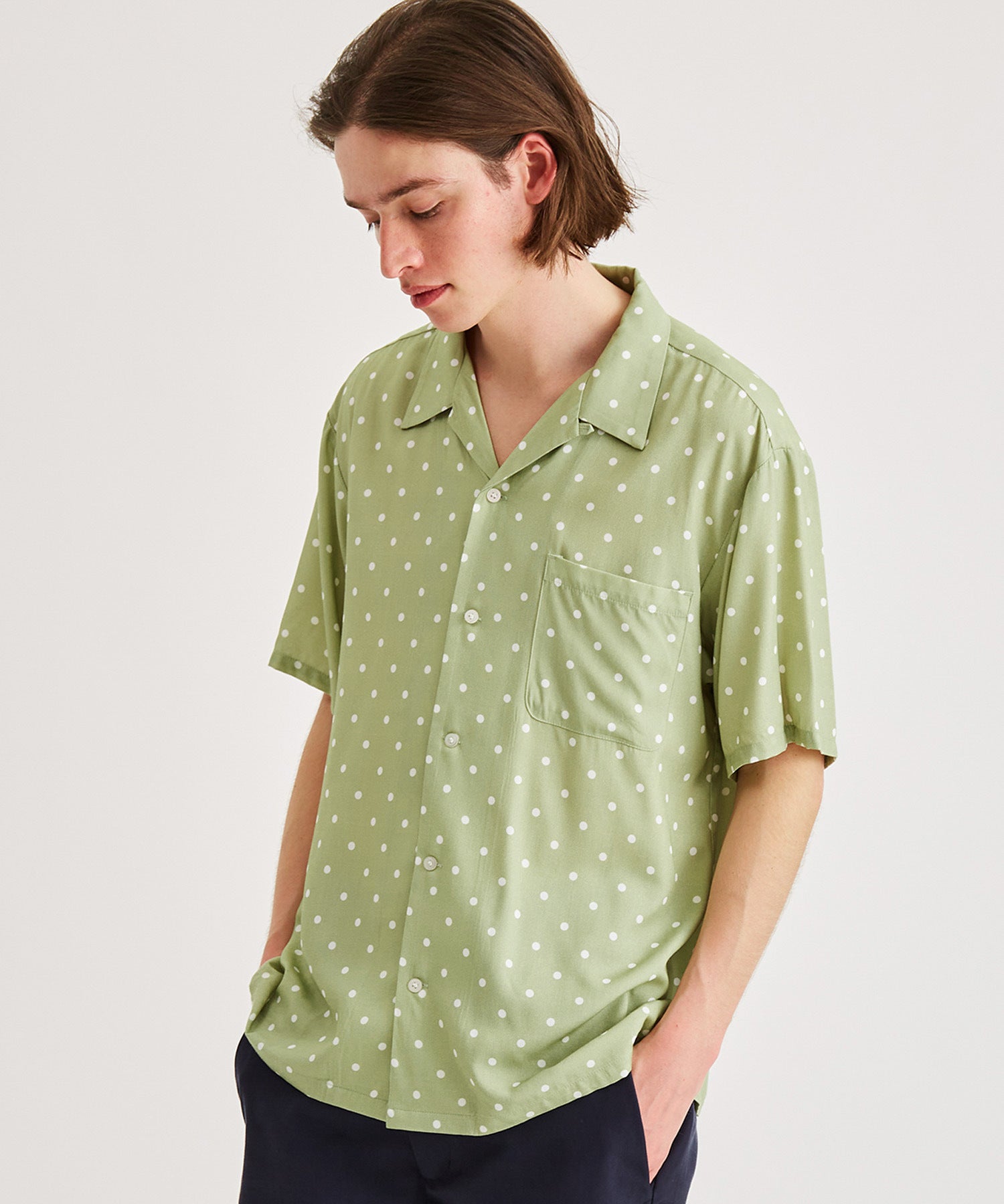 Dot Open Collar S/S Shirt
