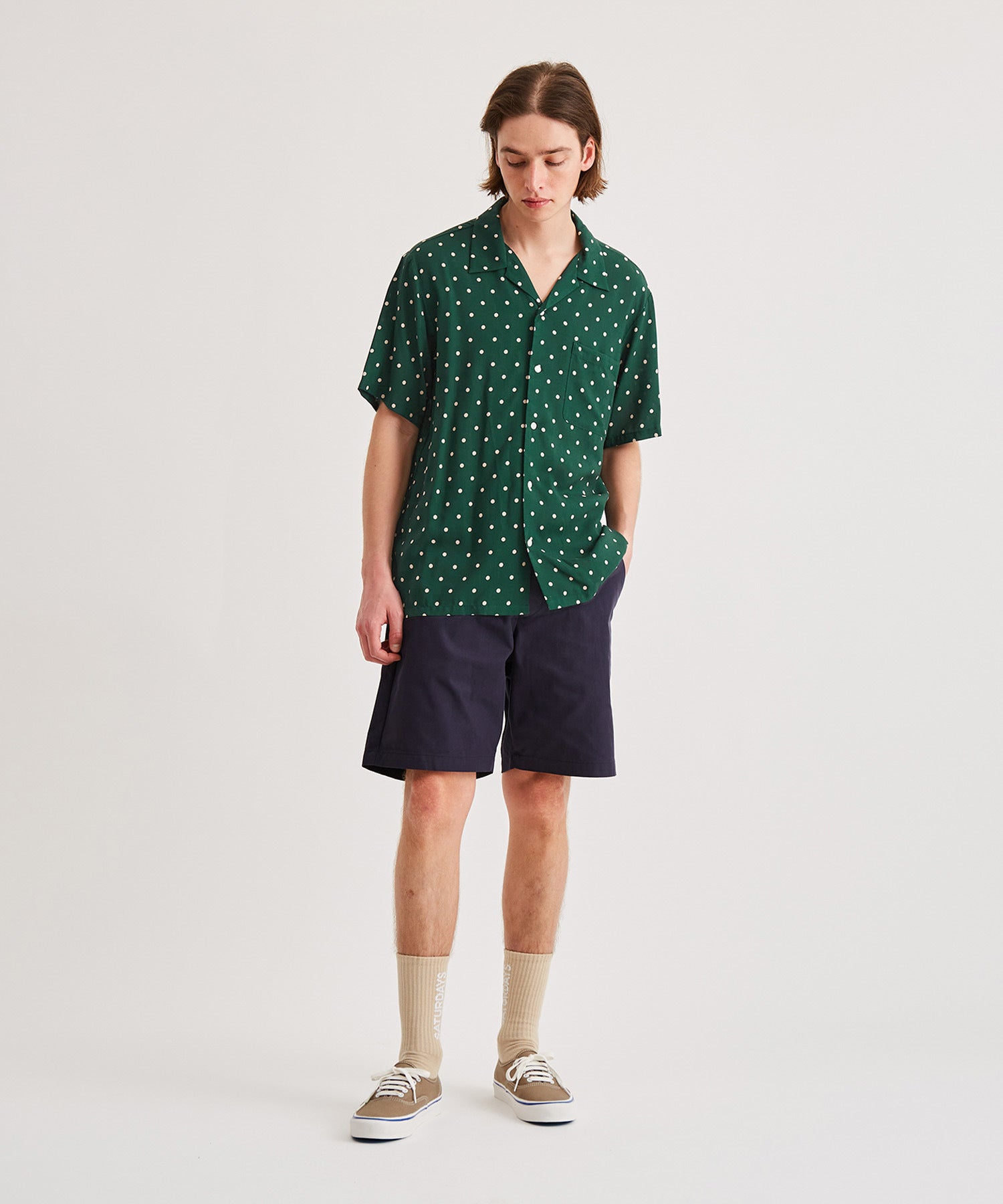 Dot Open Collar S/S Shirt