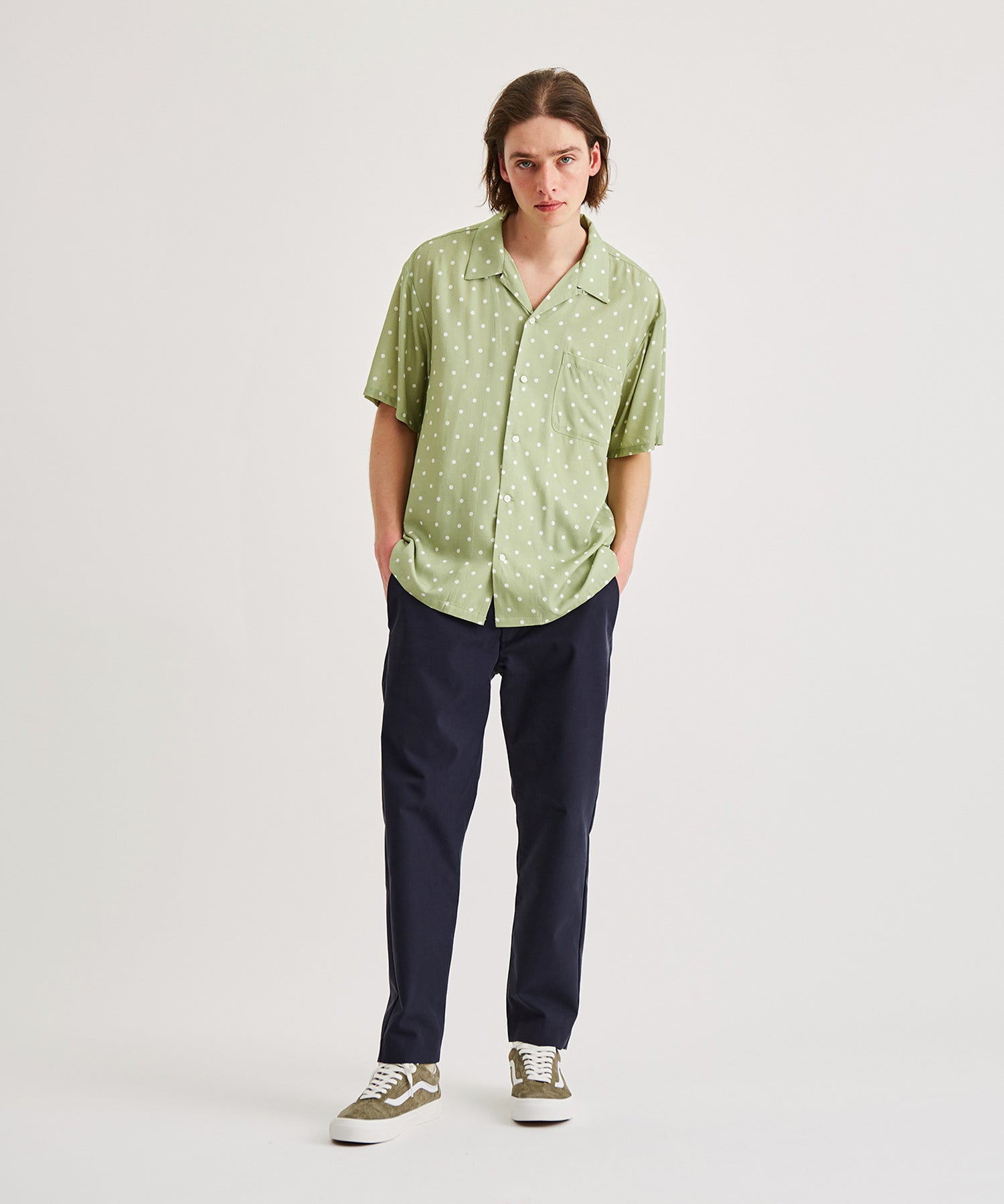 Dot Open Collar S/S Shirt