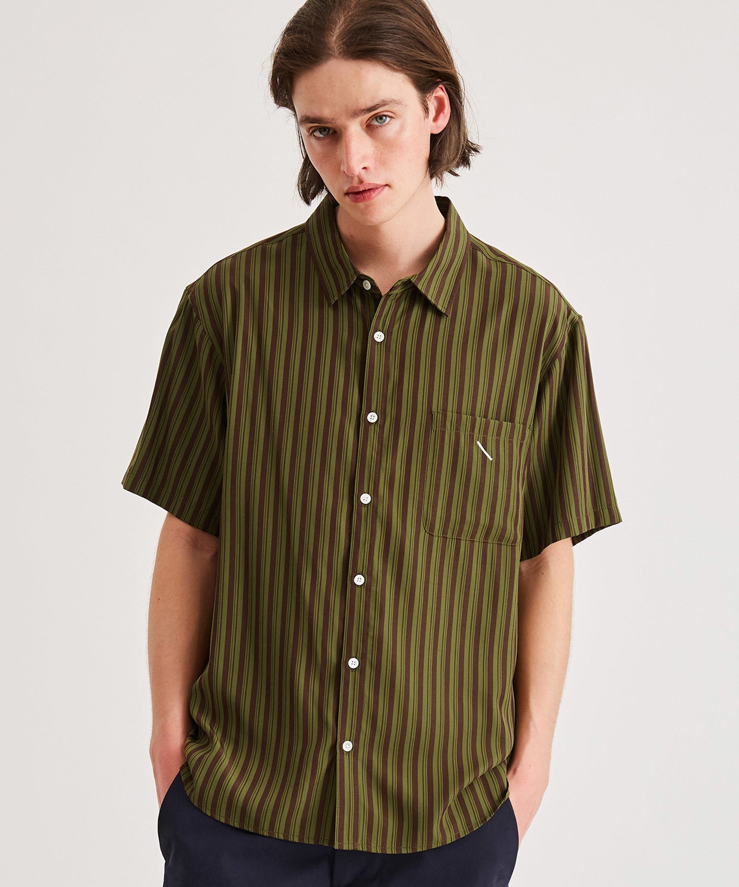 Random Stripe Regular Collar S/S Shirt | Saturdays NYC Japan