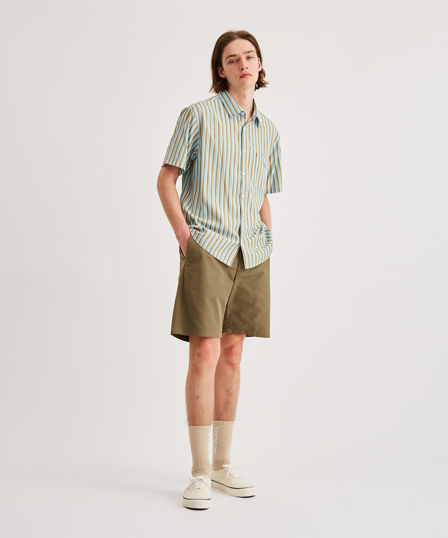 Random Stripe Regular Collar S/S Shirt | Saturdays NYC Japan