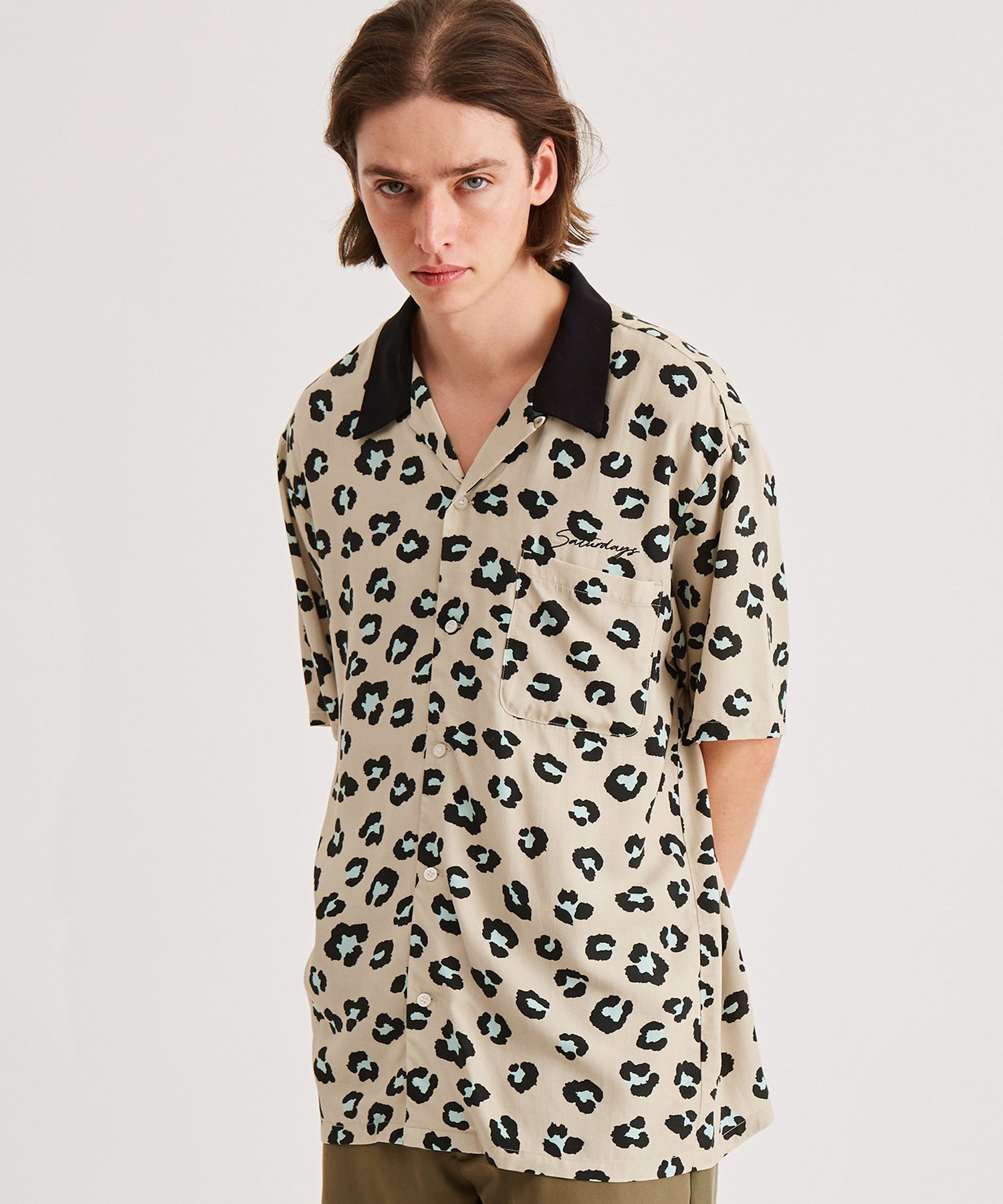 Leopard Open Collar S/S Shirt | Saturdays NYC Japan