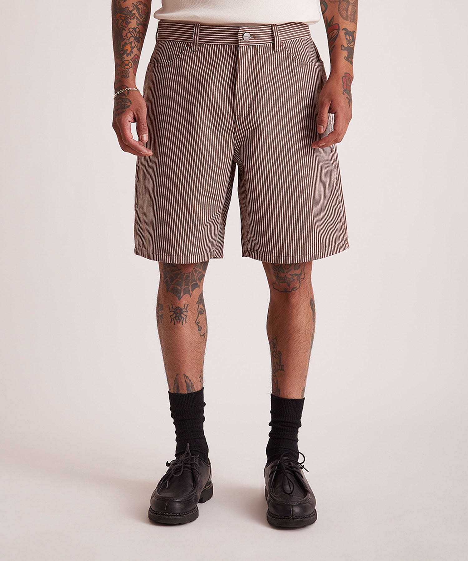 Striped Cotton Twill Carpenter Short