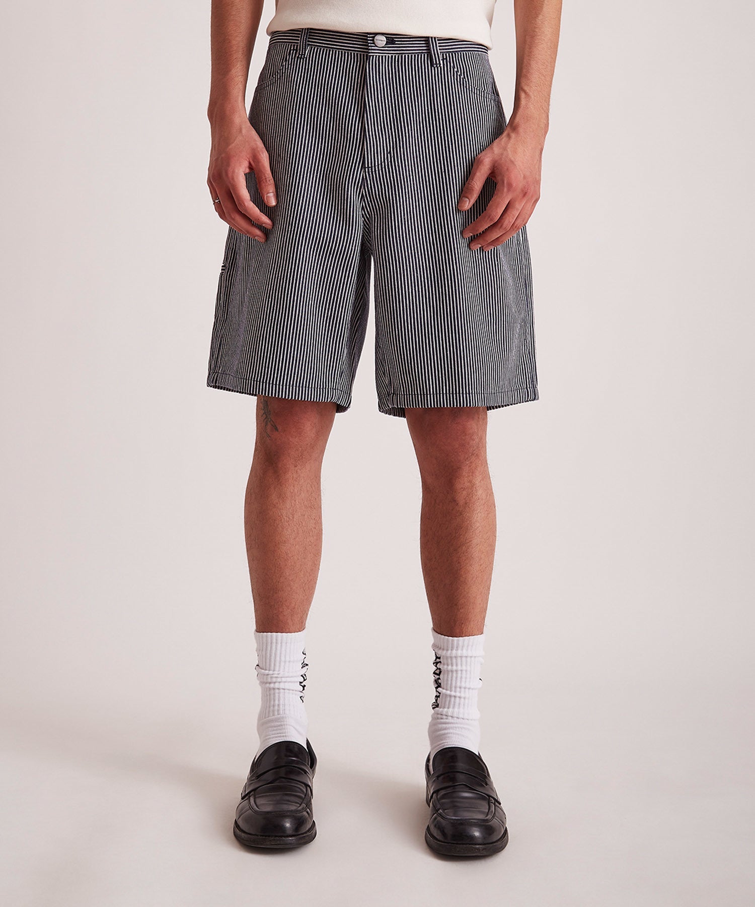 Striped Cotton Twill Carpenter Short