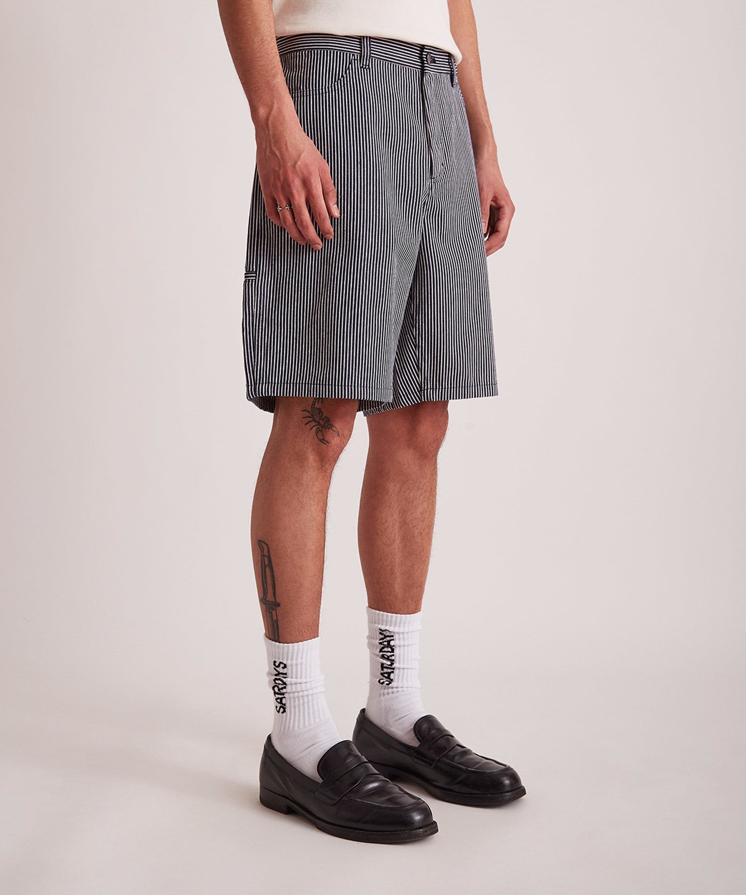 Striped Cotton Twill Carpenter Short