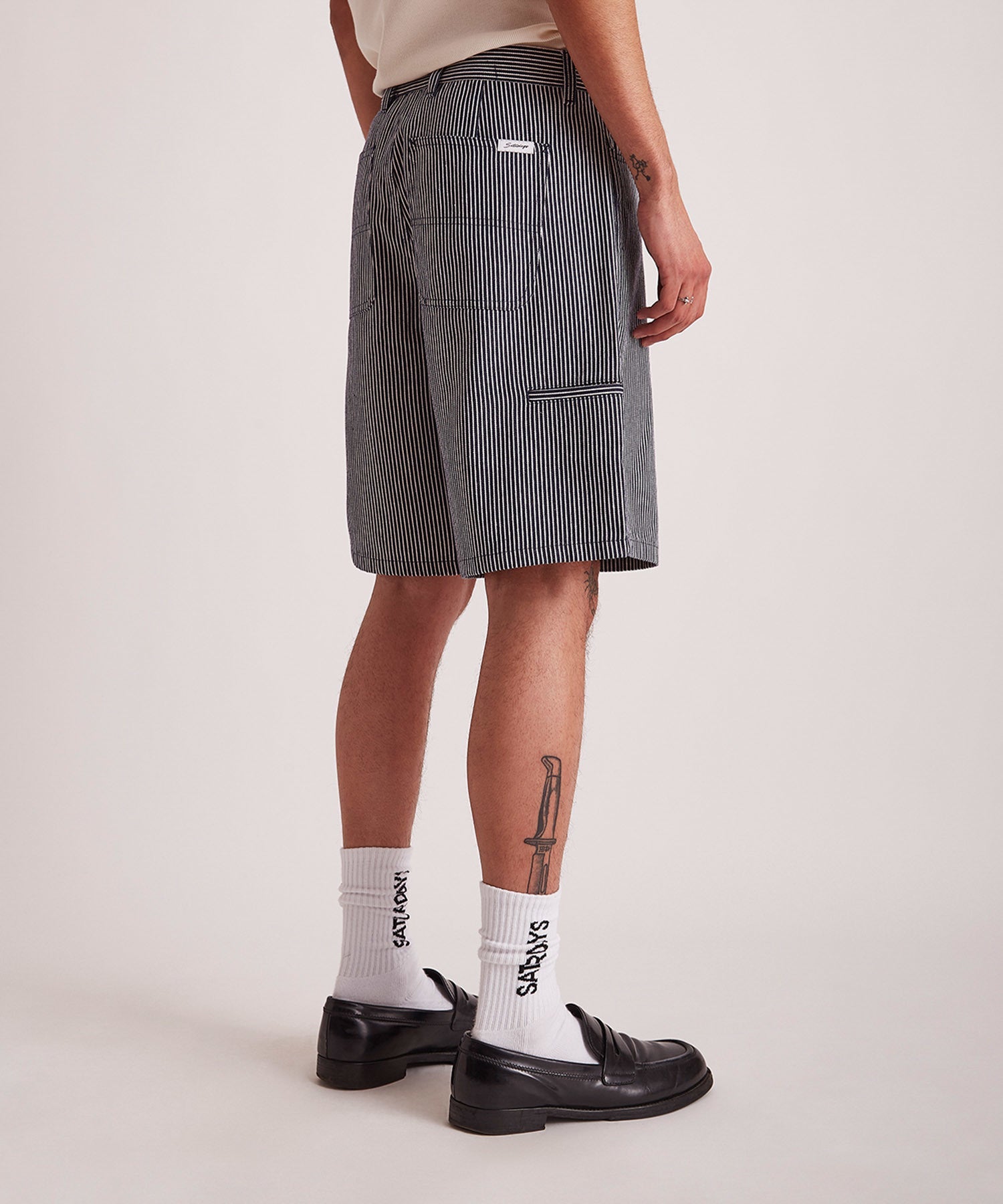 Striped Cotton Twill Carpenter Short