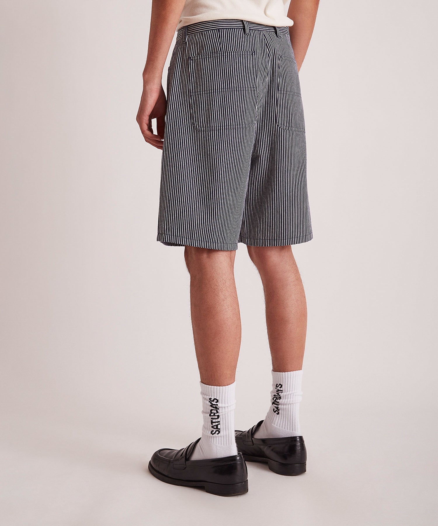 Striped Cotton Twill Carpenter Short