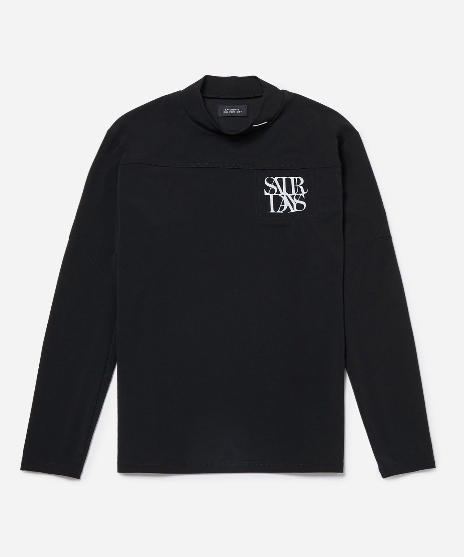 サタデーズサーフニューヨークシティ　半袖モックネック　Sサイズ 黒 Pocket Mock Shirt L/S | Saturdays NYC Japan