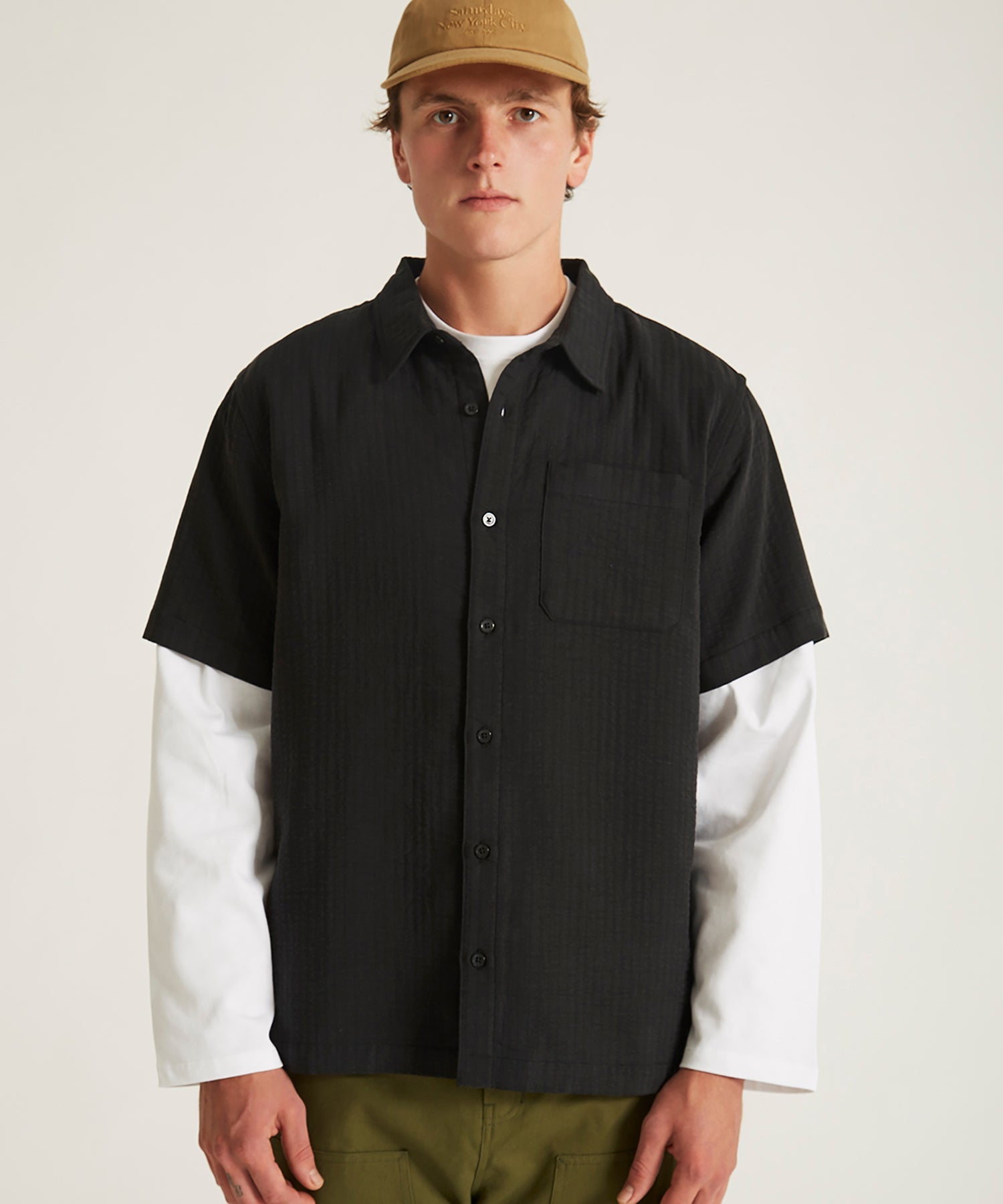 Bruce Double Layer Crinkle Short Sleeve Shirt