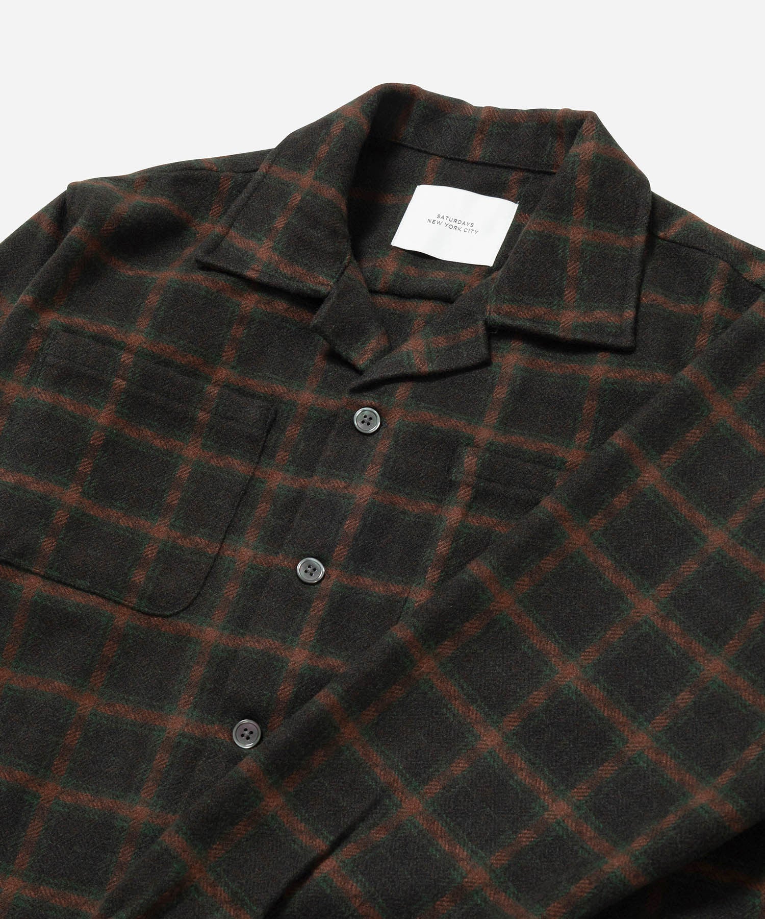 OPEN COLLAR FLANNEL CHECK SHIRTS