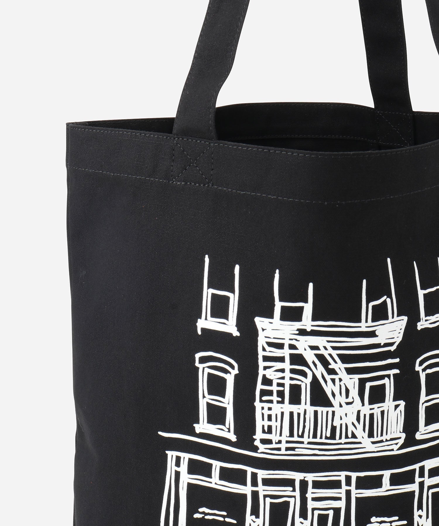 Cafe Sketch Canvas Tote