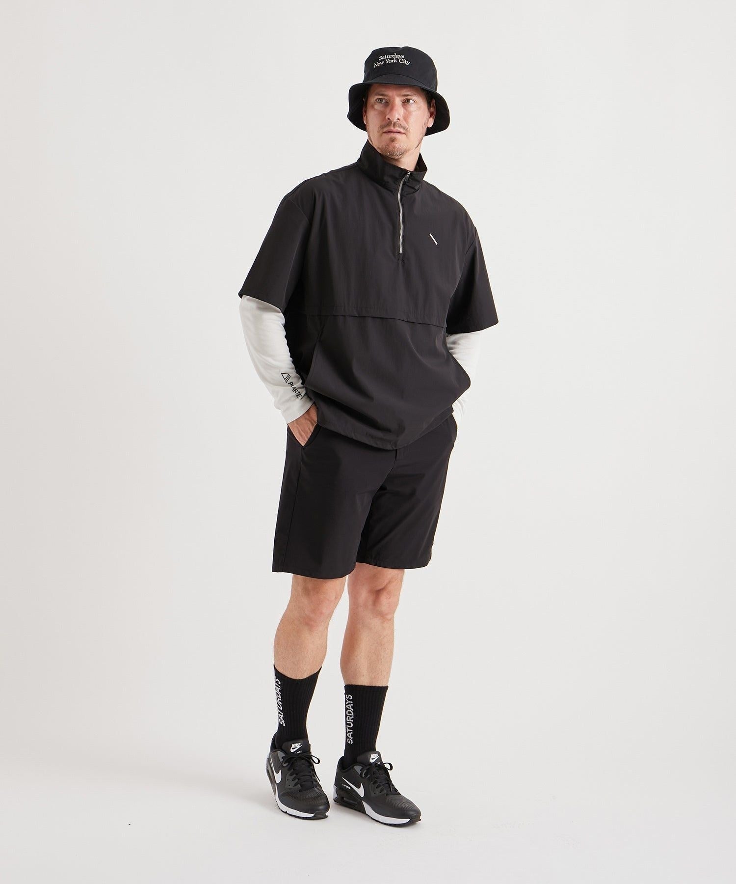 CORDURA NYLON STRECH WOVEN HALF ZIP | Saturdays NYC Japan