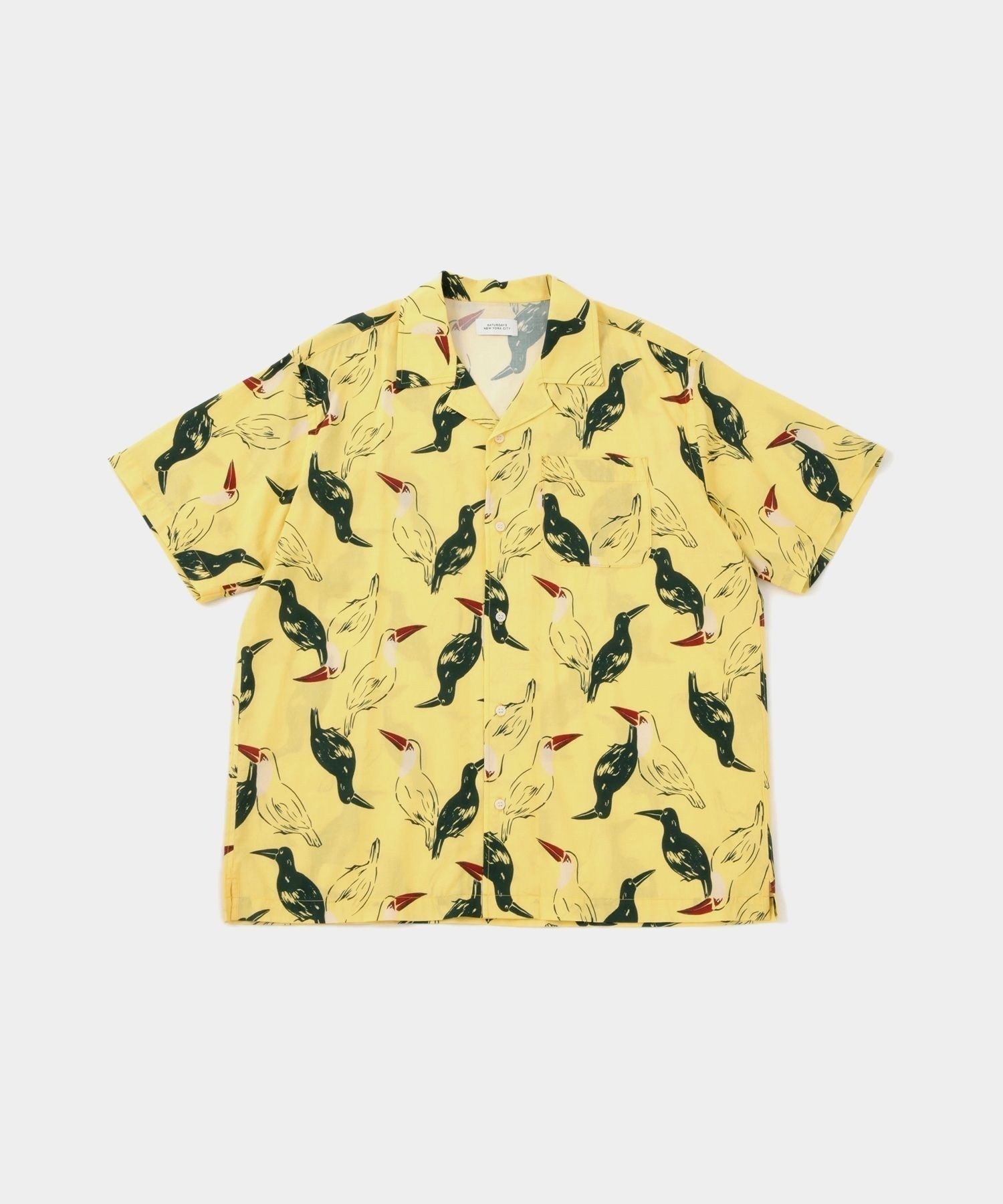 Canty Open Collar Bird Printed SS Shirt
