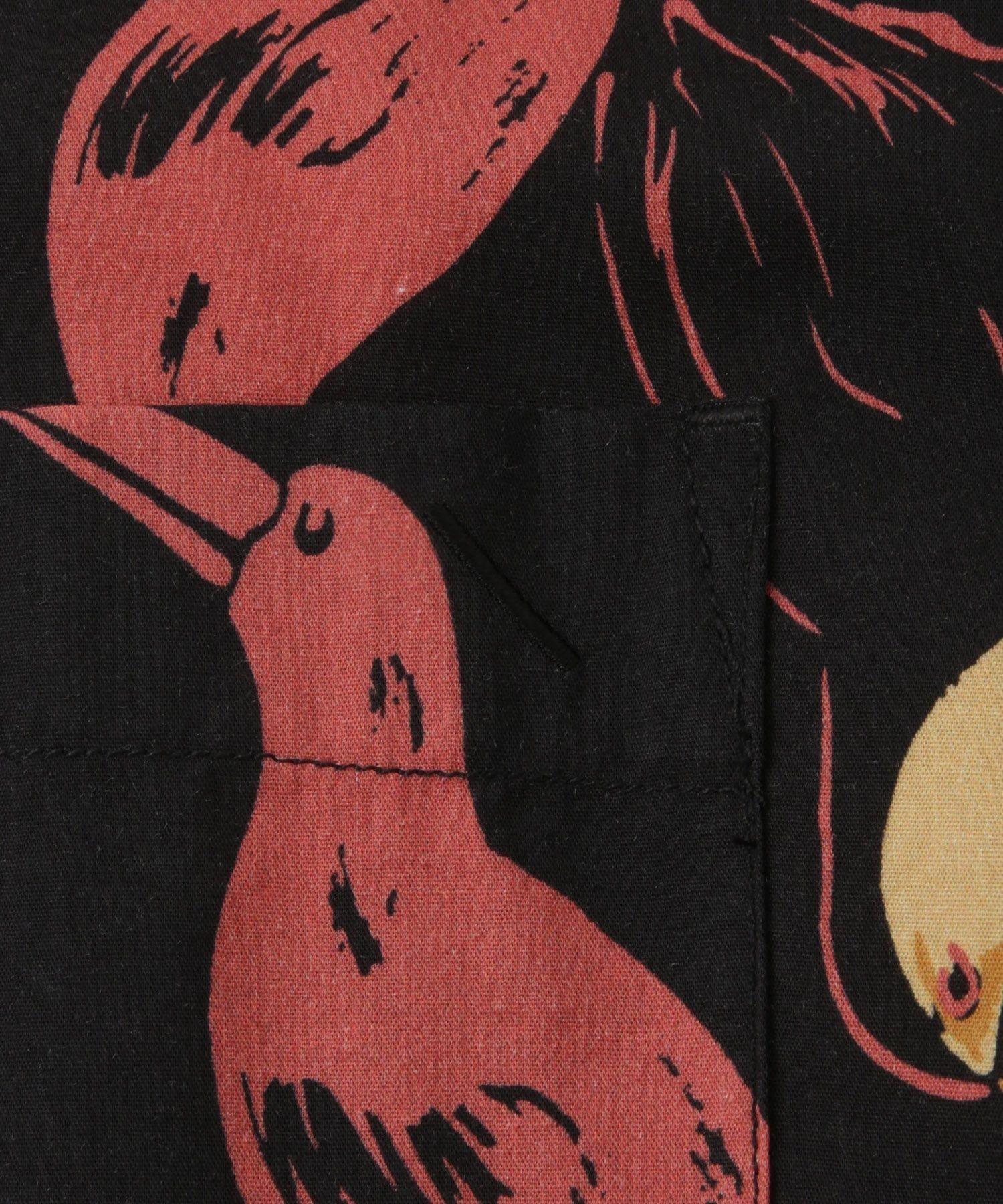 Canty Open Collar Bird Printed SS Shirt