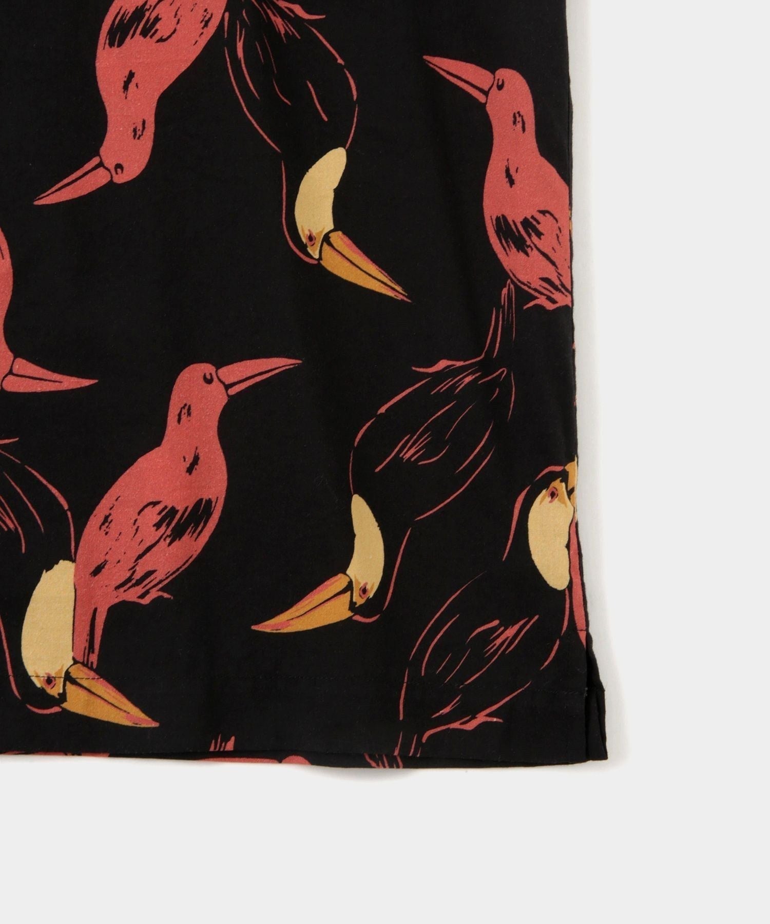 Canty Open Collar Bird Printed SS Shirt
