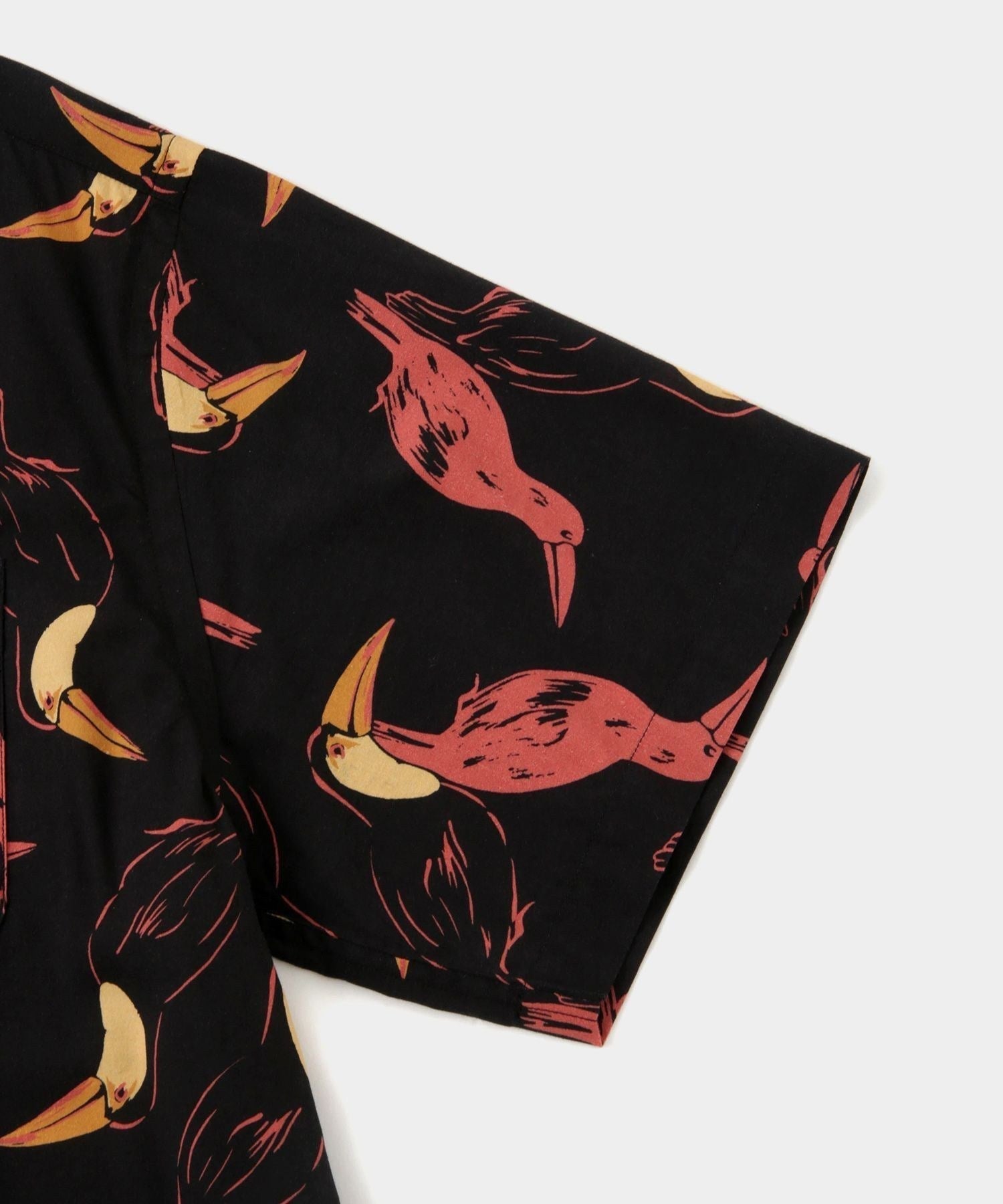 Canty Open Collar Bird Printed SS Shirt