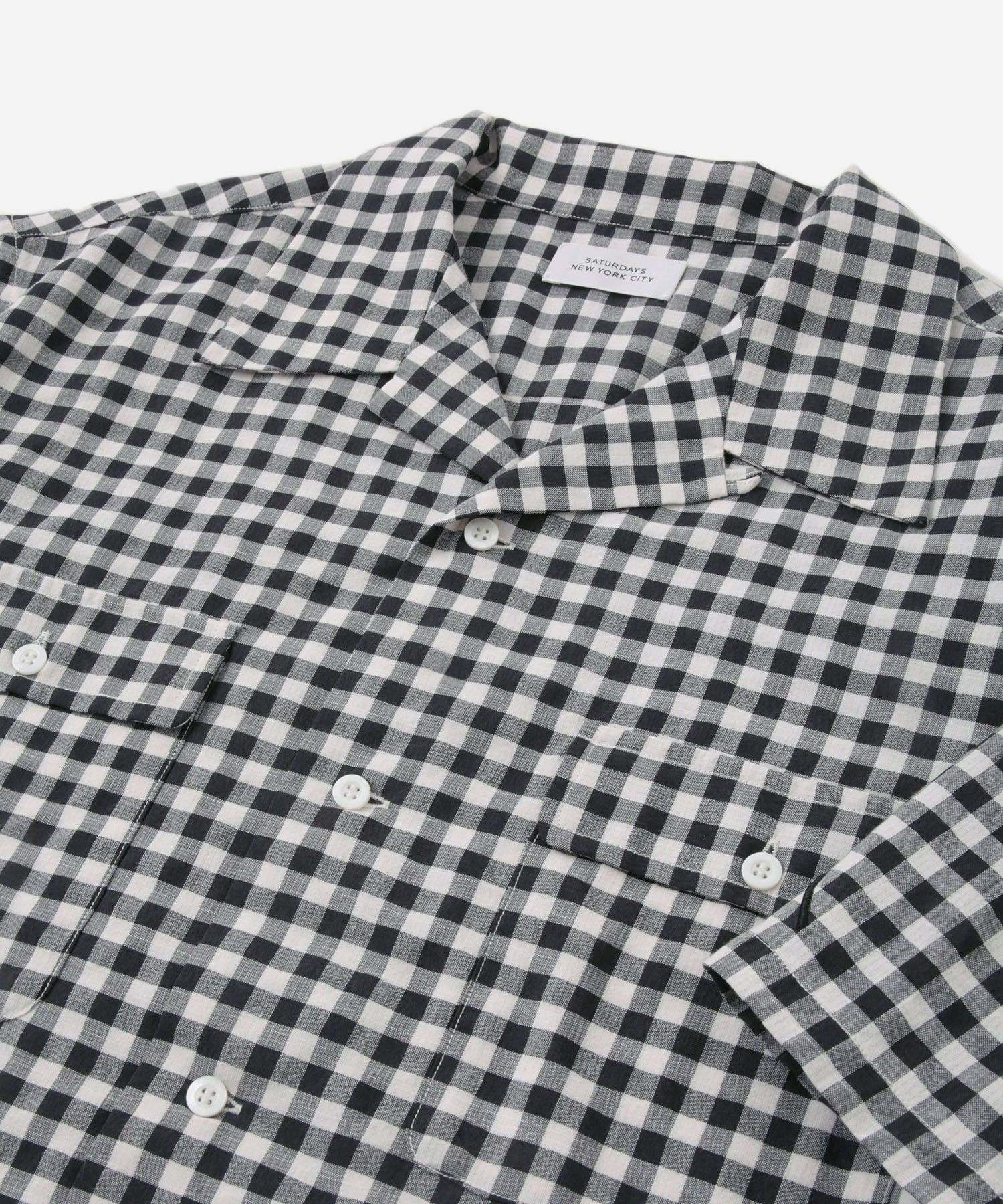 新品Hester Gingham Check Shirt Beige シャツ Saturdays NYC シャツ Hester Gingham Check SS Shirt メンズ