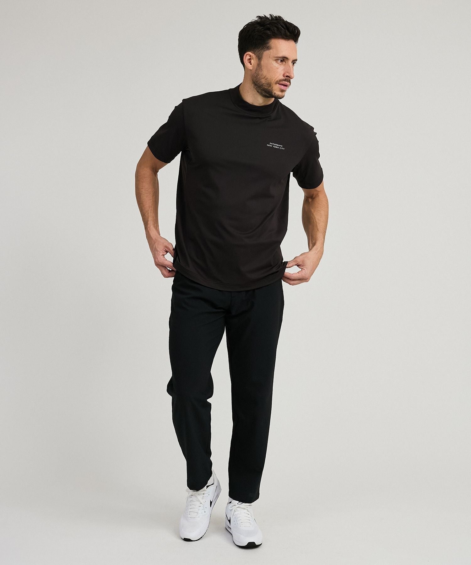 Dot Mesh Half SS Mock Neck | Saturdays NYC Japan