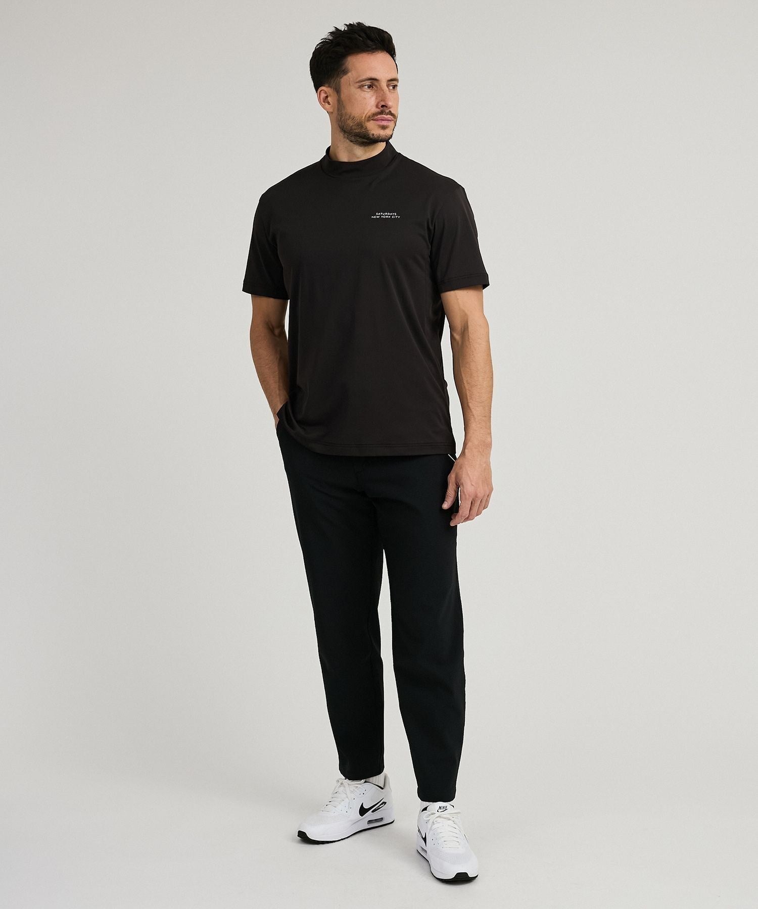 Dot Mesh Half SS Mock Neck | Saturdays NYC Japan