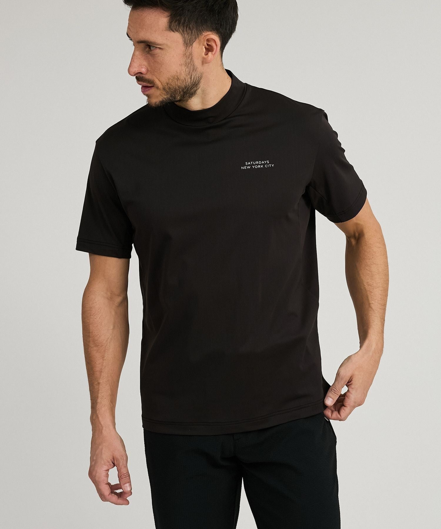Dot Mesh Half SS Mock Neck | Saturdays NYC Japan