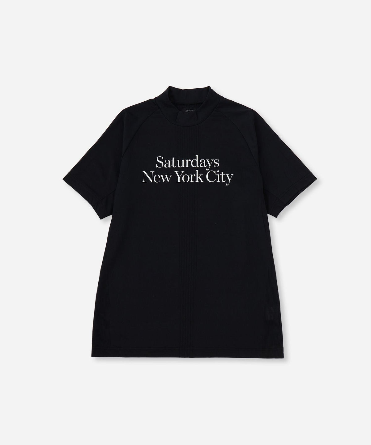 Mesh Jacquard SS Mock Neck