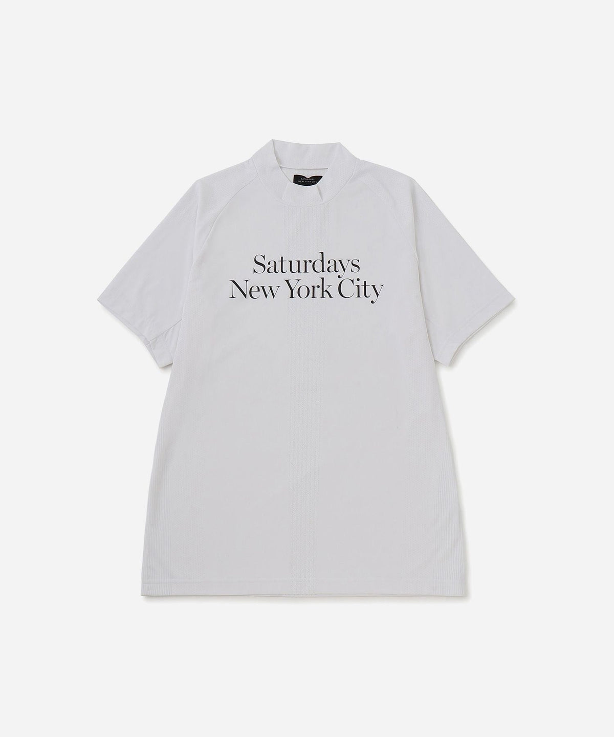 Mesh Jacquard SS Mock Neck