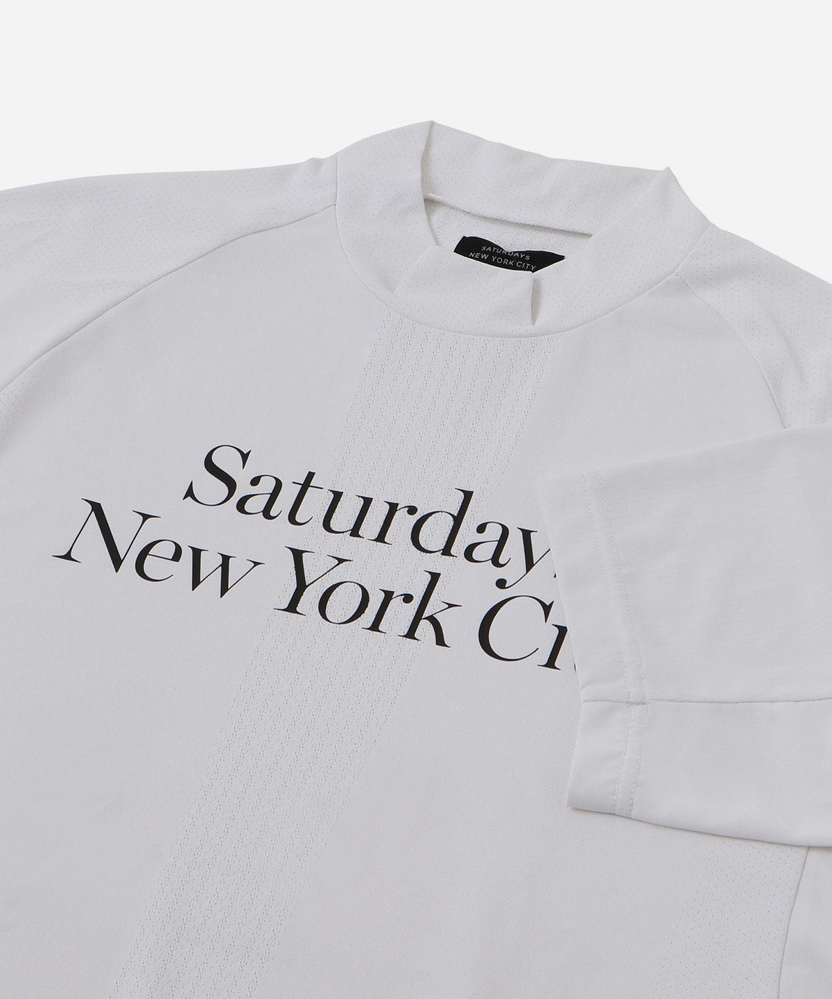 Mesh Jacquard SS Mock Neck