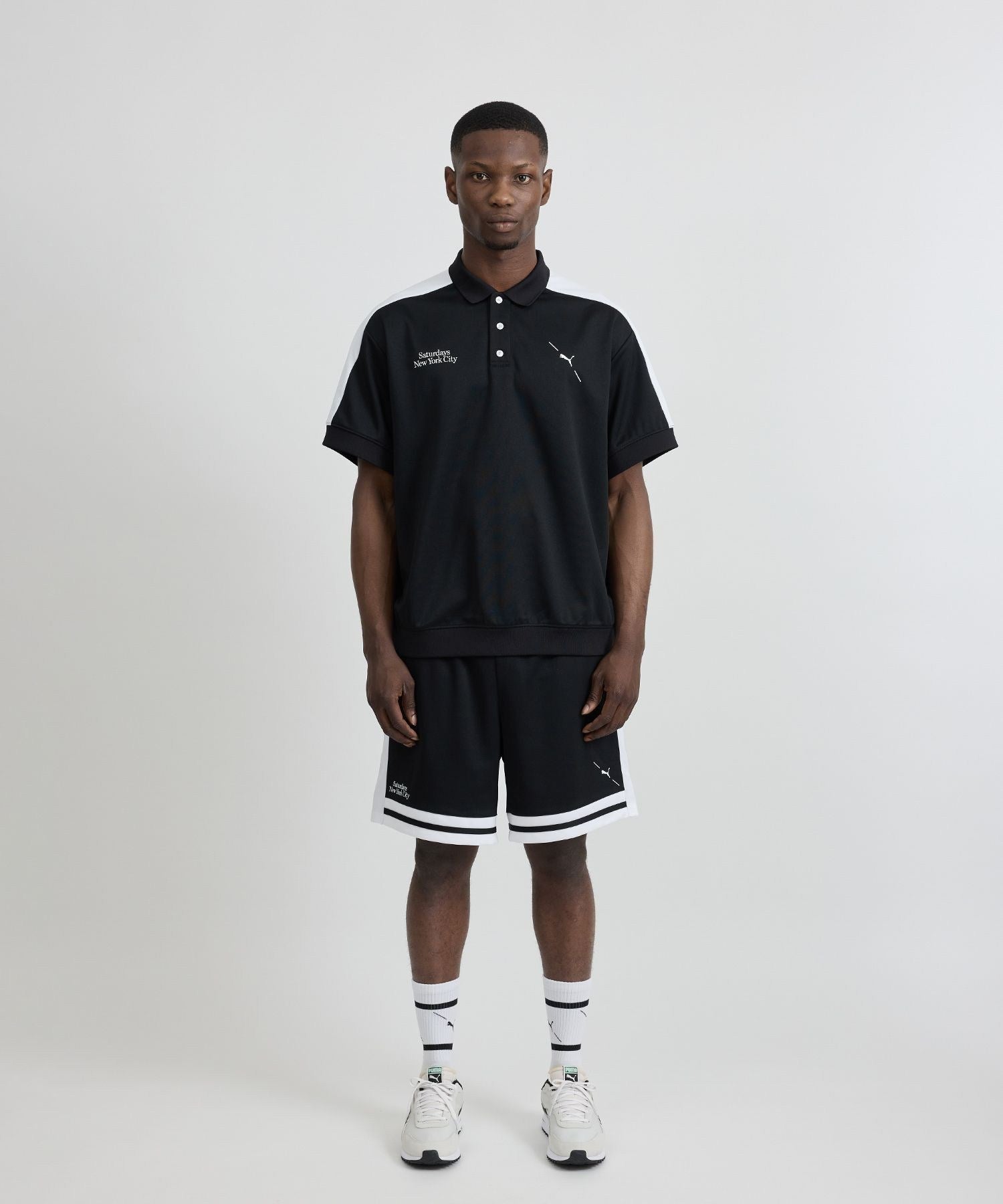 Saturdays Golf Polo Cable Knit ブラック PUMA x Saturdays NYC Knit Polo | Saturdays NYC Japan