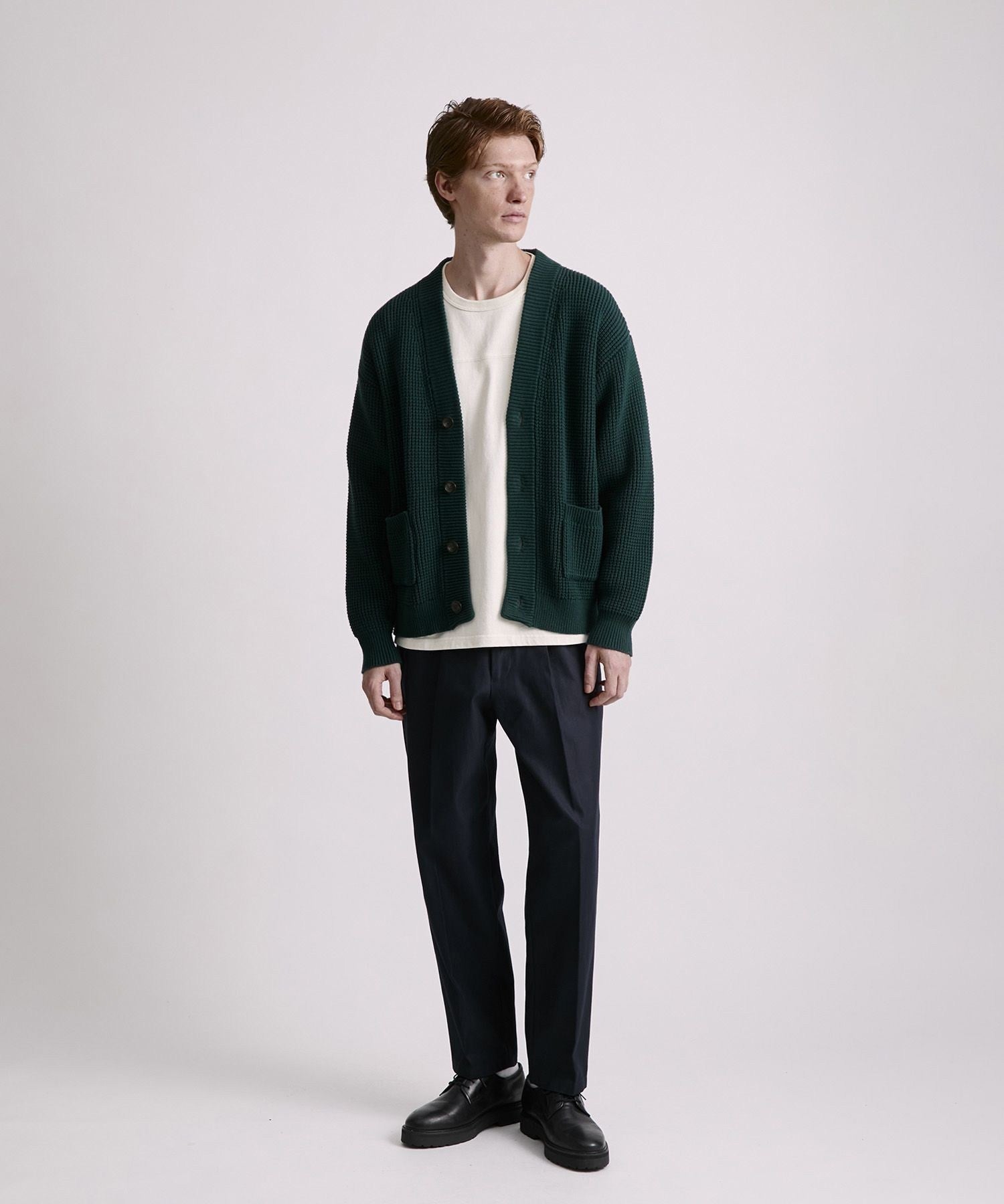 Michael Plaited Waffle Cardigan