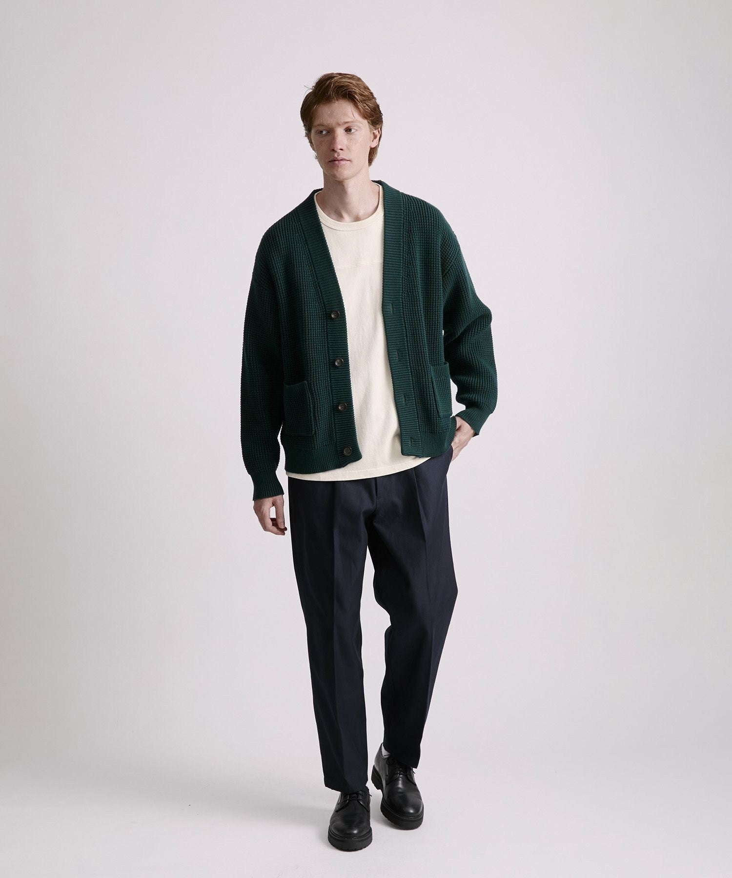 Michael Plaited Waffle Cardigan
