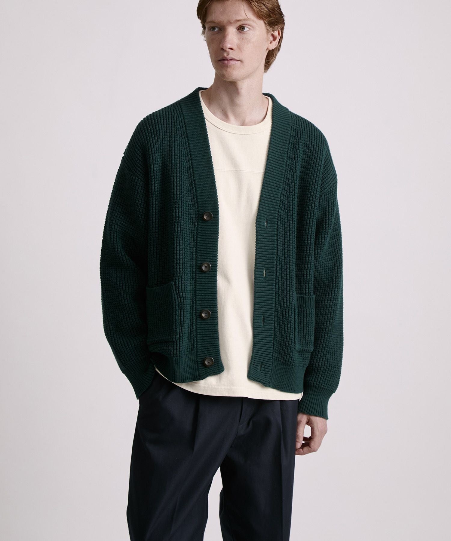 Michael Plaited Waffle Cardigan