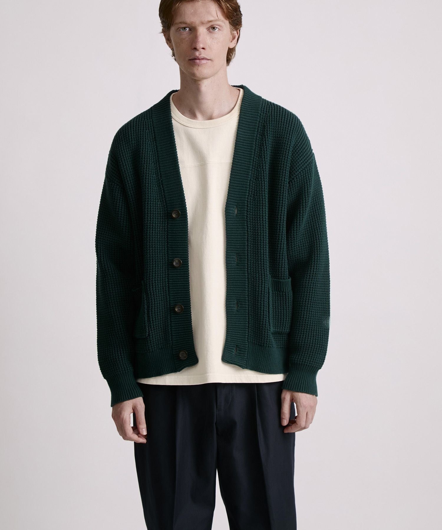 Michael Plaited Waffle Cardigan