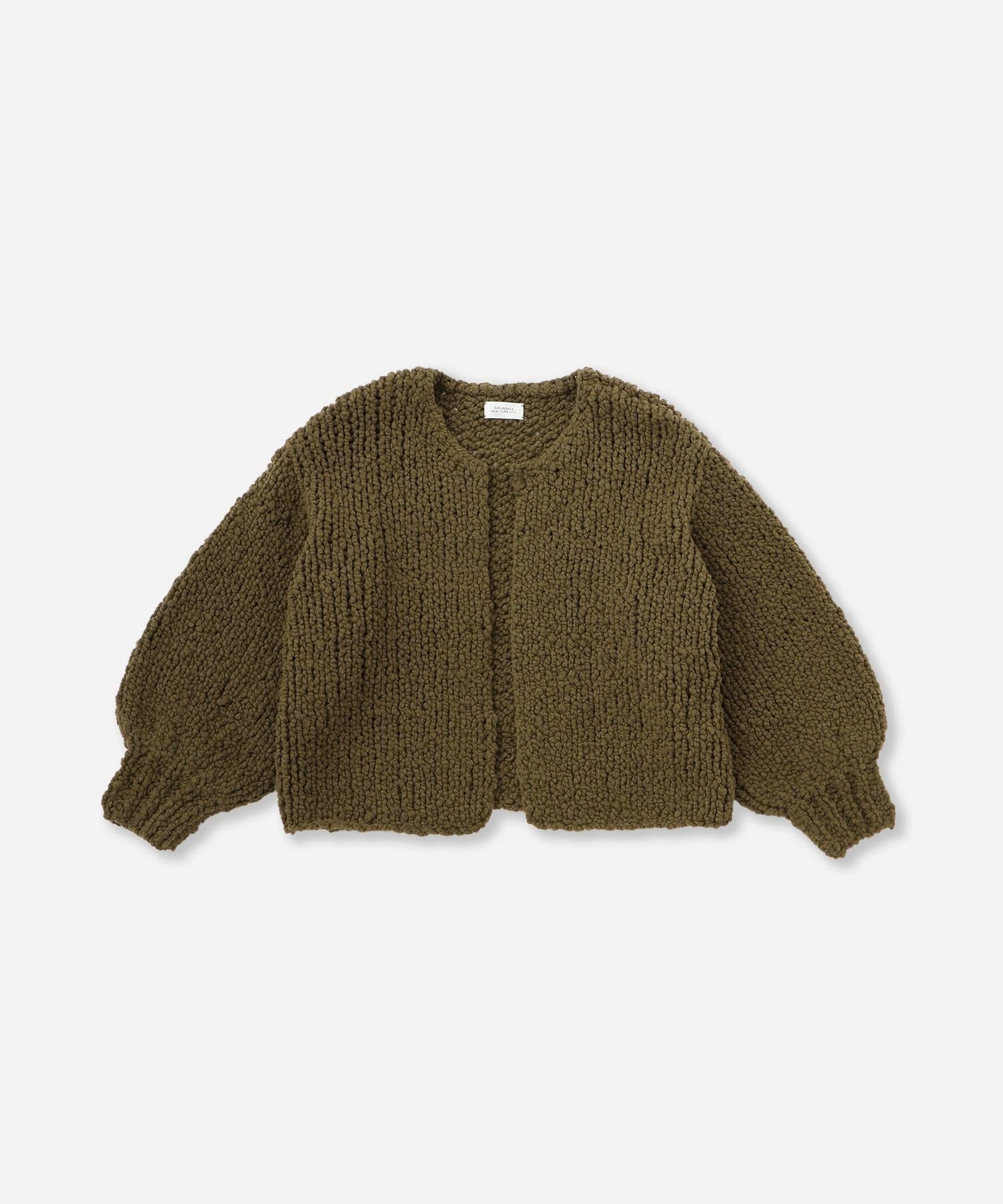 【J18328】Haugaard & Hoirup シャドーチェックシャギーニットカーディガン（ニットウェア）｜BLACK