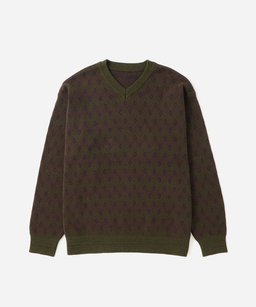 Charles Jacquard Vneck Sweater | Saturdays NYC Japan