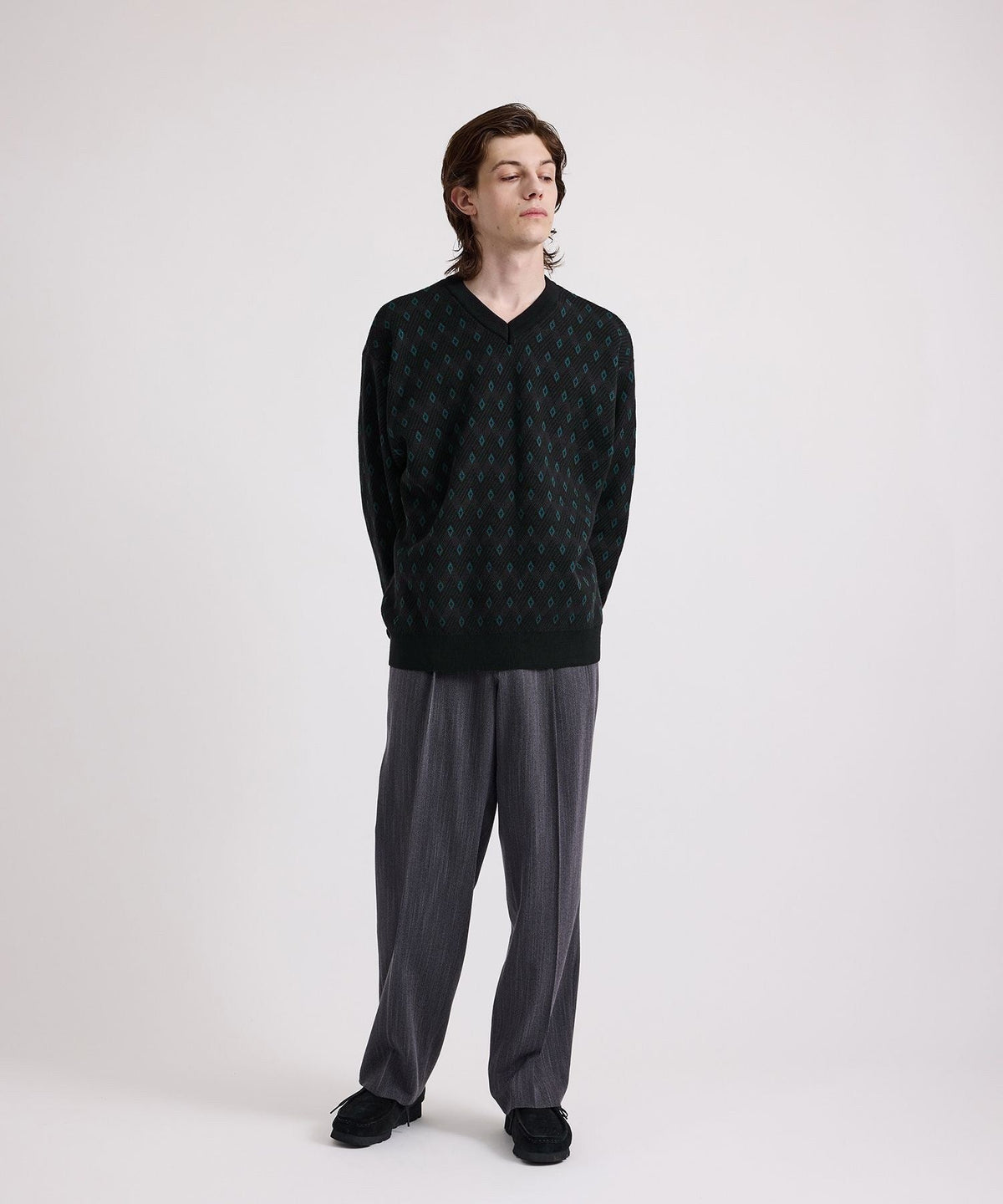 Charles Jacquard Vneck Sweater
