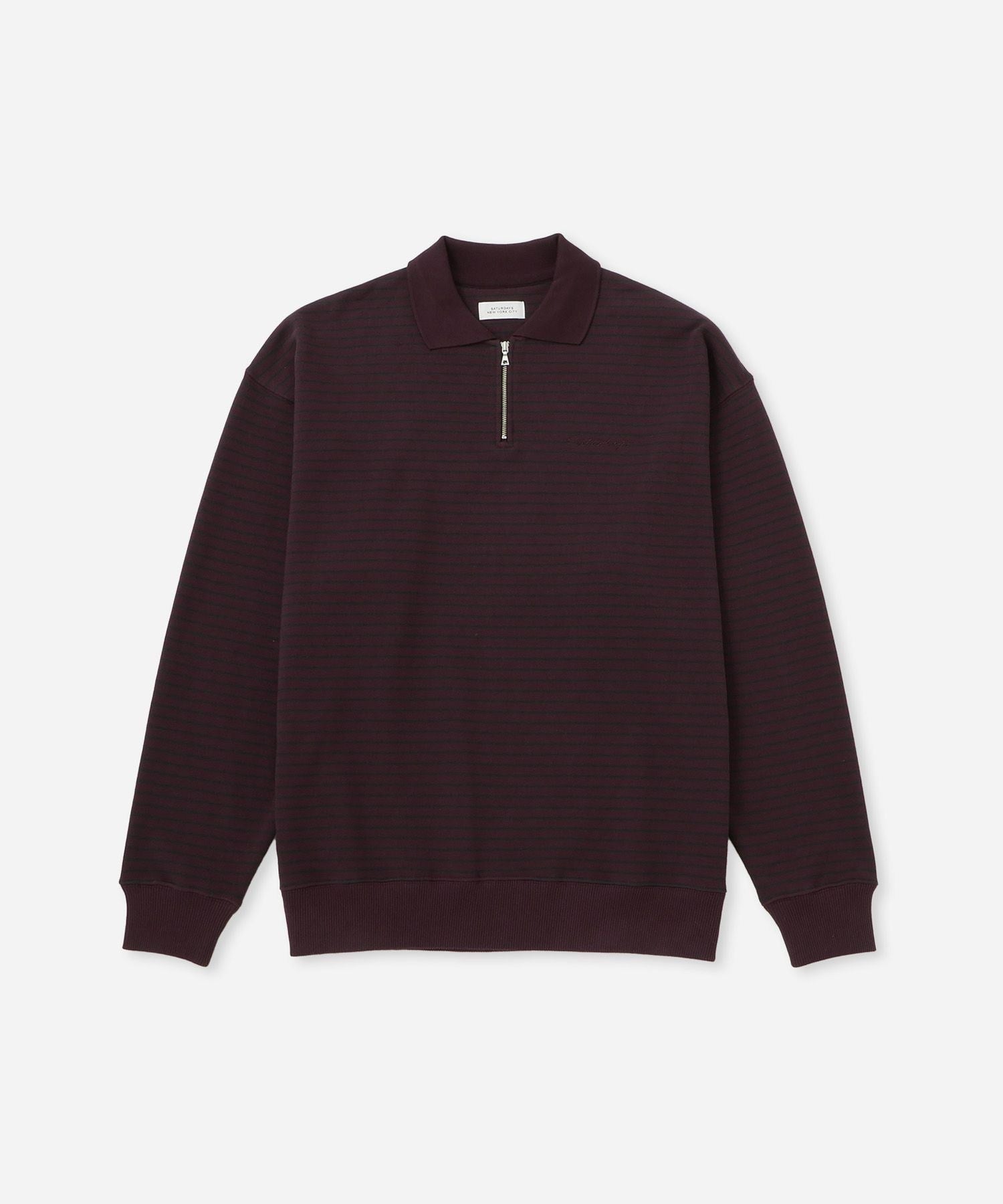 Ryo Stripe Half Zip Polo Sweatshirt