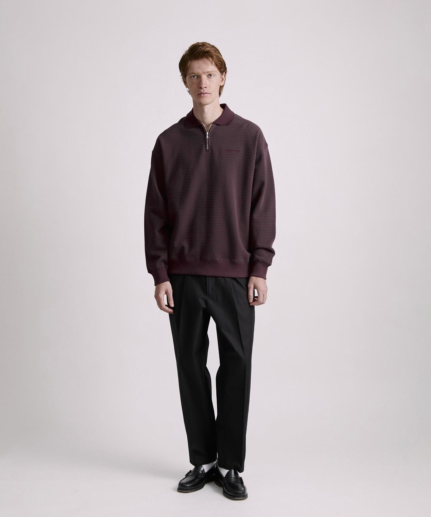 Ryo Stripe Half Zip Polo Sweatshirt