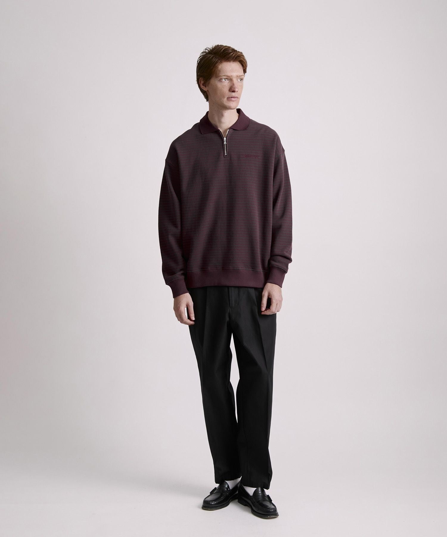 Ryo Stripe Half Zip Polo Sweatshirt