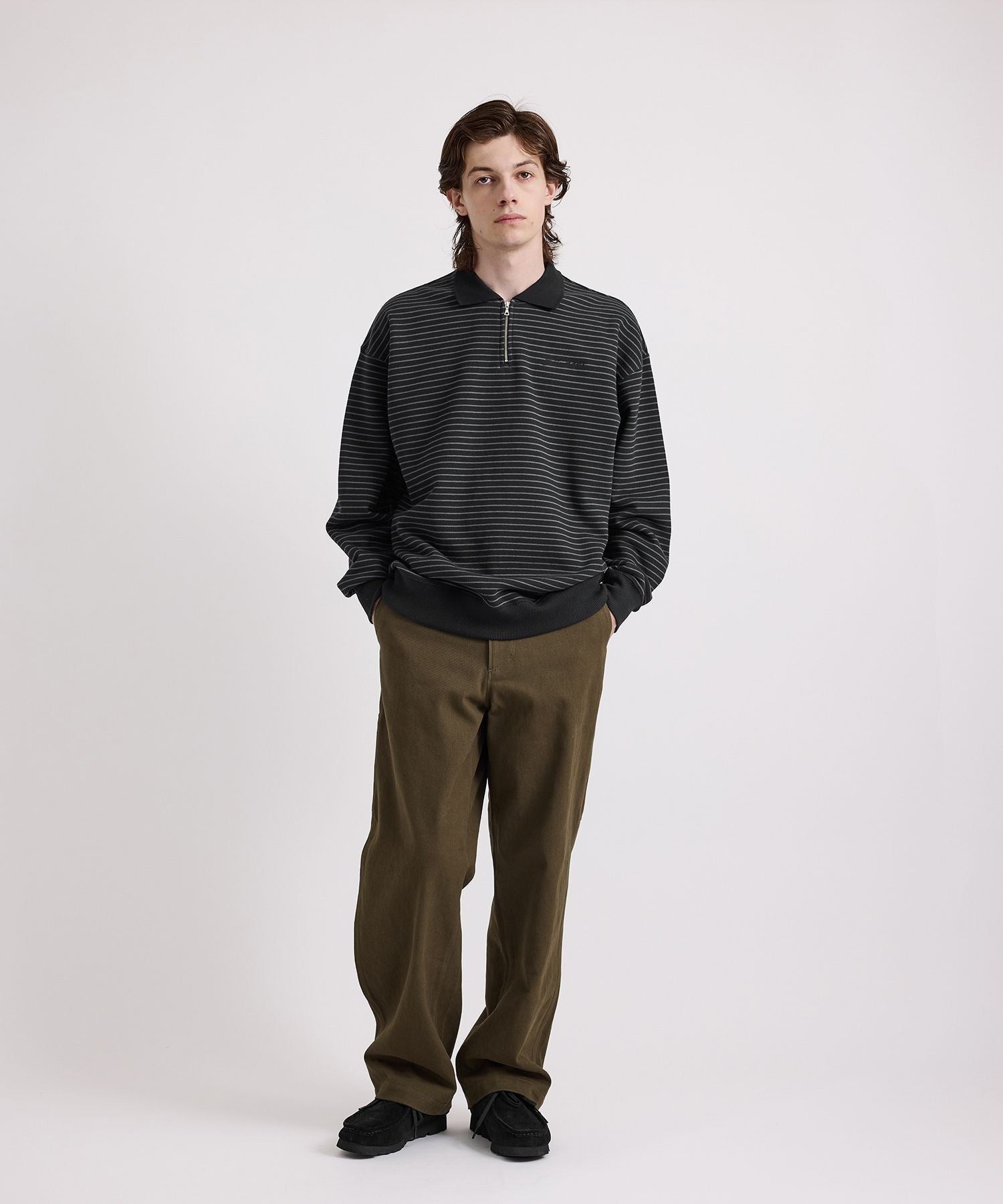 Ryo Stripe Half Zip Polo Sweatshirt