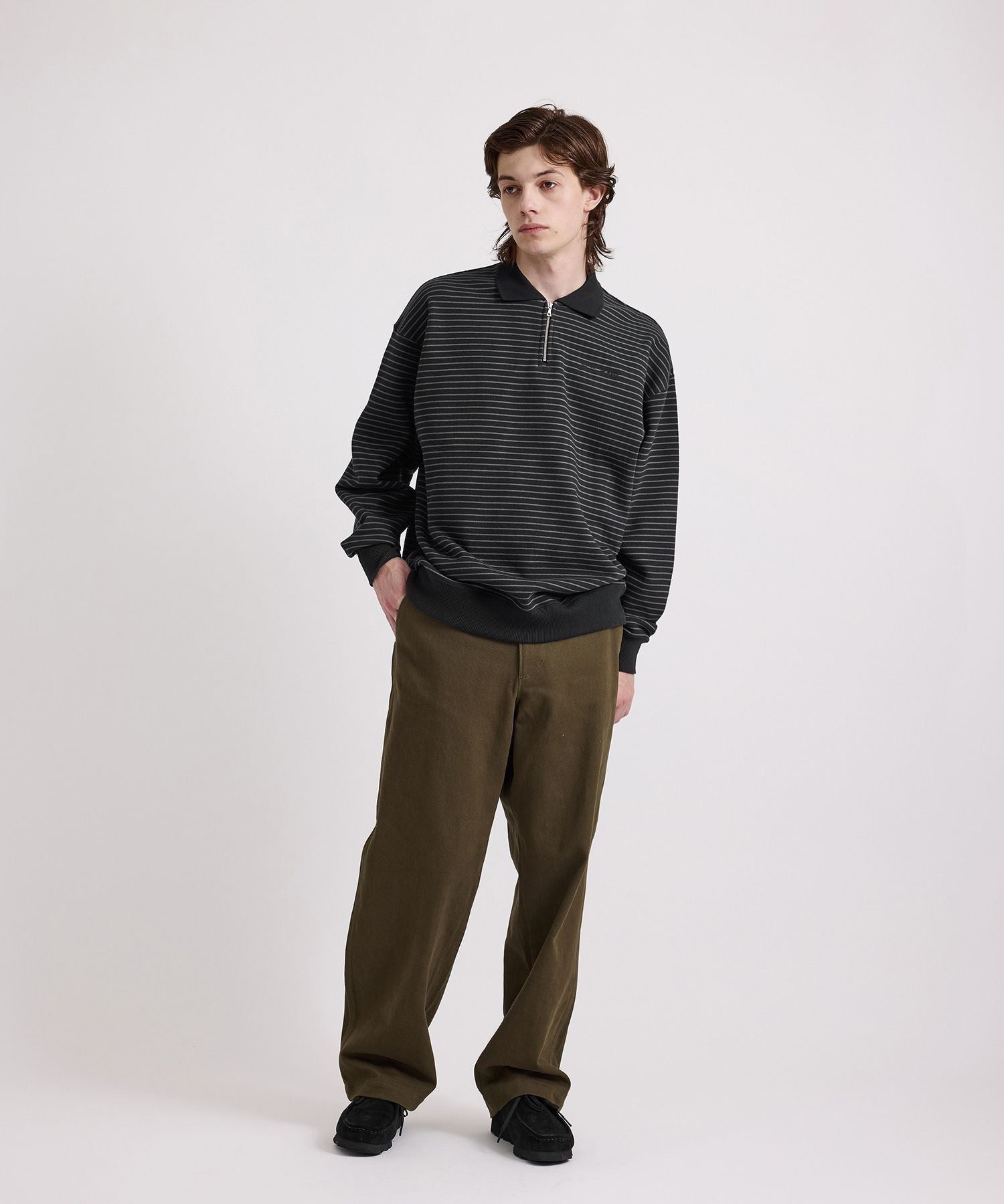 Ryo Stripe Half Zip Polo Sweatshirt