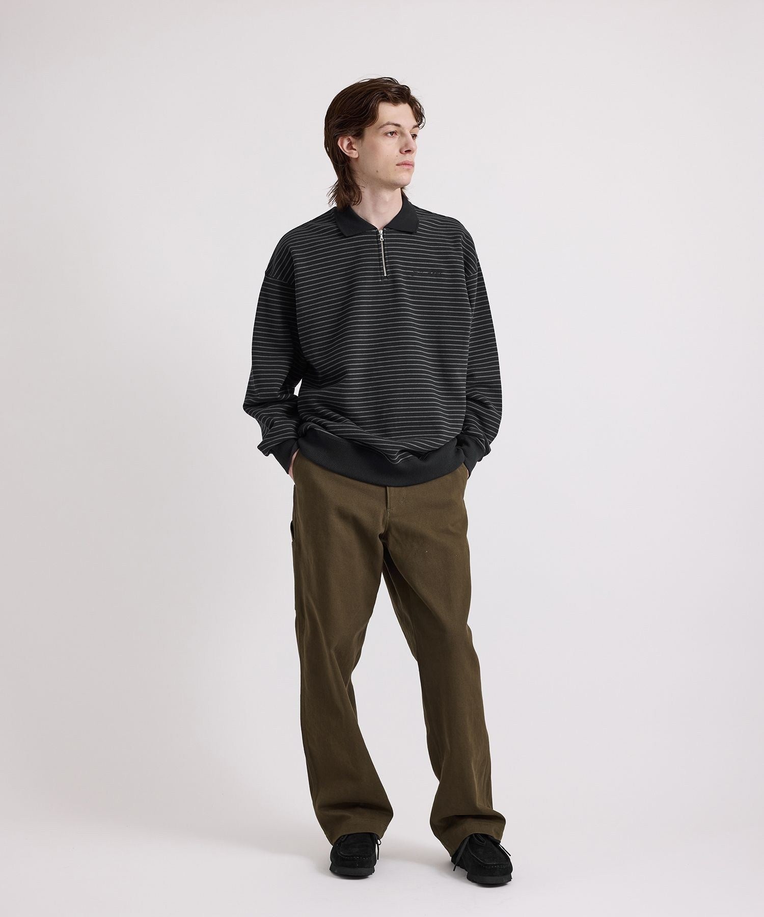 Ryo Stripe Half Zip Polo Sweatshirt
