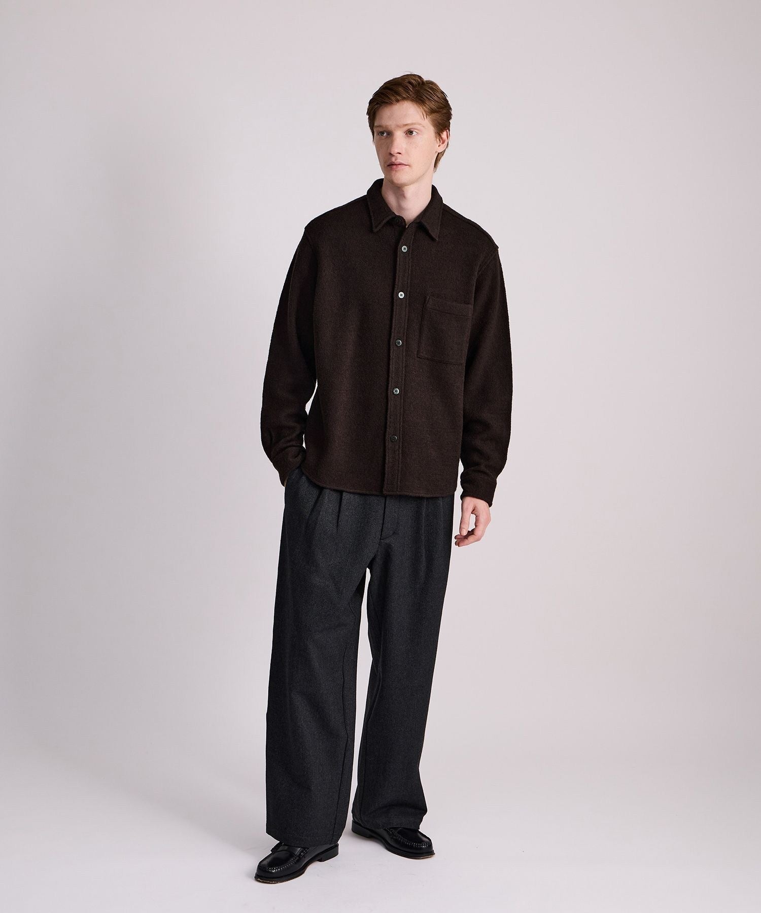 George Wool Wide Two Tuck Pant