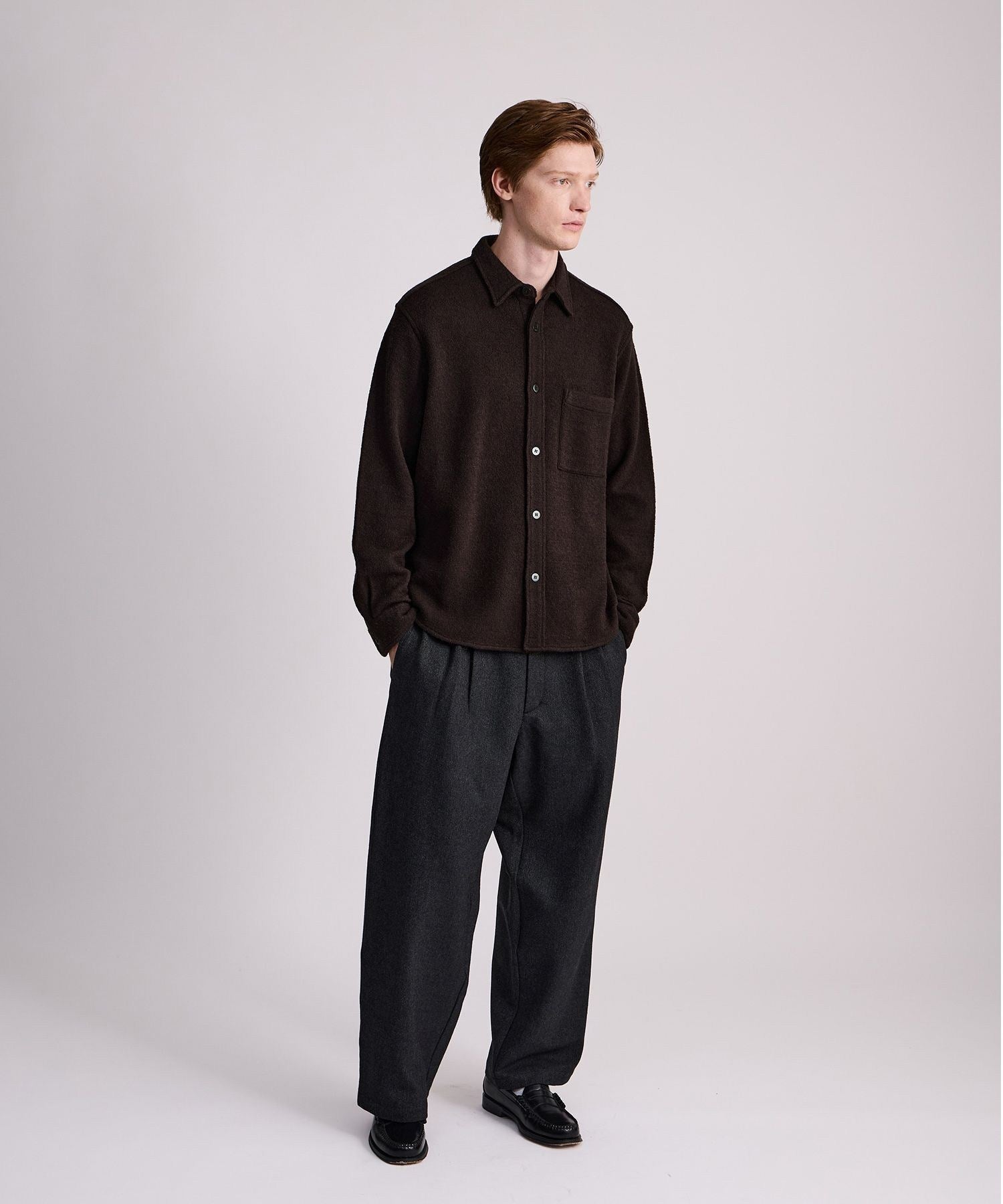 George Wool Wide Two Tuck Pant