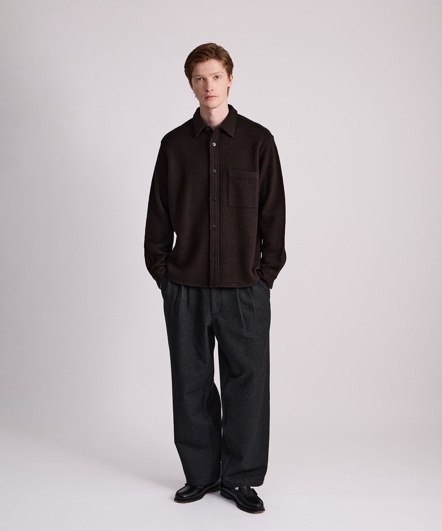 George Wool Wide Two Tuck Pant